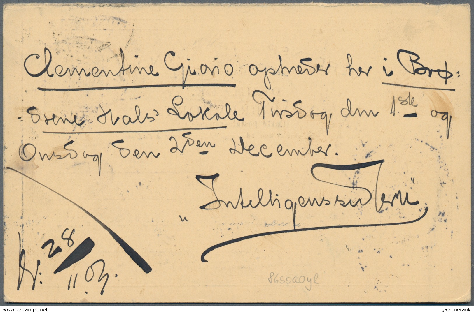 Schweden - Stempel: 1903-04: Danish Postal Stationery Reply Card 10 øre Sent From Kristiania (29.XI. - Other & Unclassified