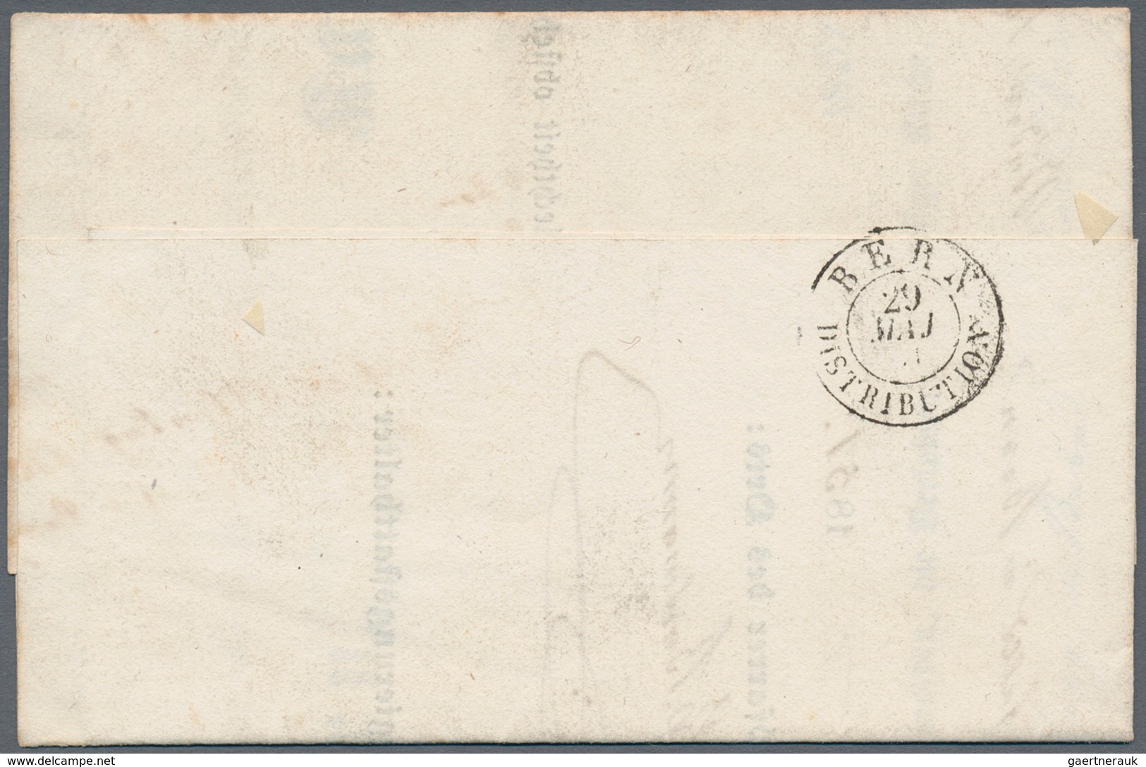 Schweiz: 1850 Rayon I 5 Rp. Schwarz/rot/dunkelblau, Mit Marmoriertem Blaudruck Und Ohne Kreuzeinfass - Sonstige & Ohne Zuordnung