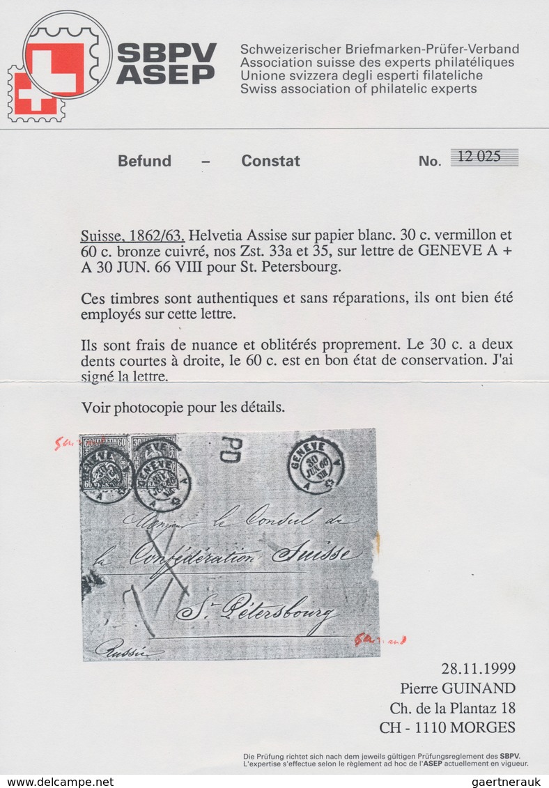 Schweiz: 1866 Destination RUSSLAND: Faltbriefhülle Von Genf An Den Schweiz. Konsul In St. Petersburg - Other & Unclassified