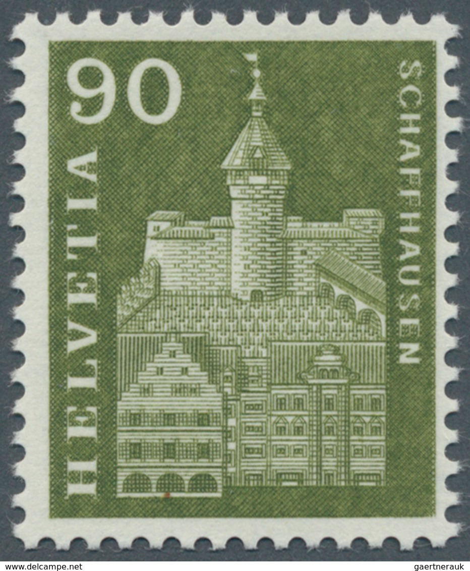 Schweiz: 1960, 90 Rp. Munot Zu Schaffhausen Mit Doppelprägung, Postfrisch, Gepr. Abt BPP. Mi. 1.100, - Sonstige & Ohne Zuordnung