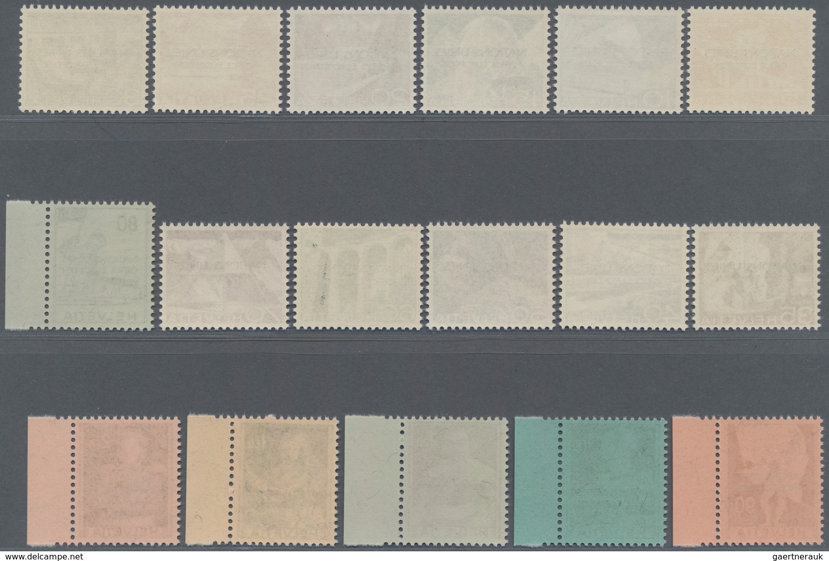 Schweiz - Europäisches Amt Der Vereinten Nationen (ONU/UNO): 1950, Aufdrucke 5 C. Bis 10 Fr., Komple - VN