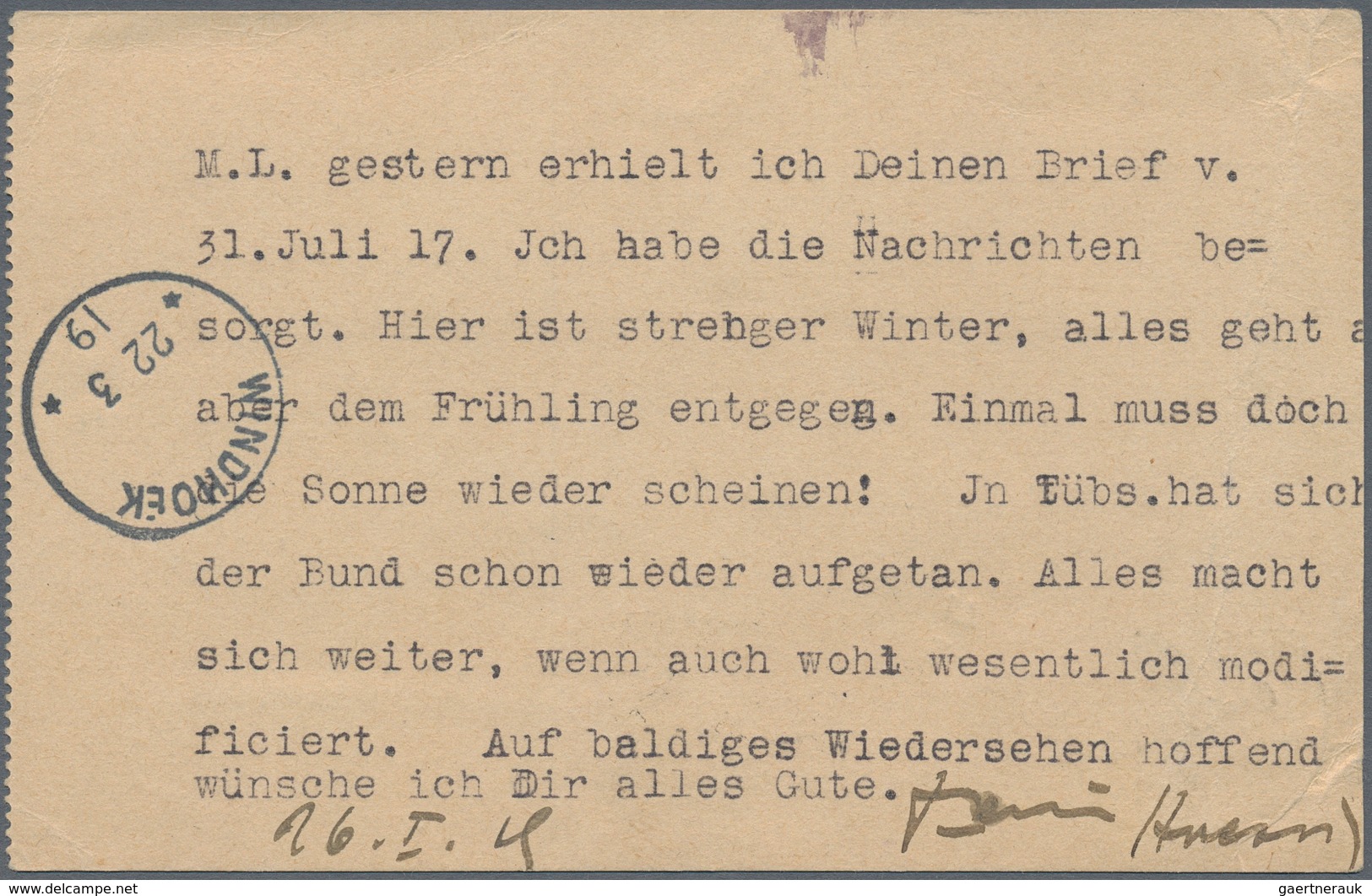 Schweiz - Ganzsachen: 1919 Destination WESTAFRIKA: Ganzsachenkarte Tell 7½ Rp. Grau, Type II Mit Gez - Ganzsachen