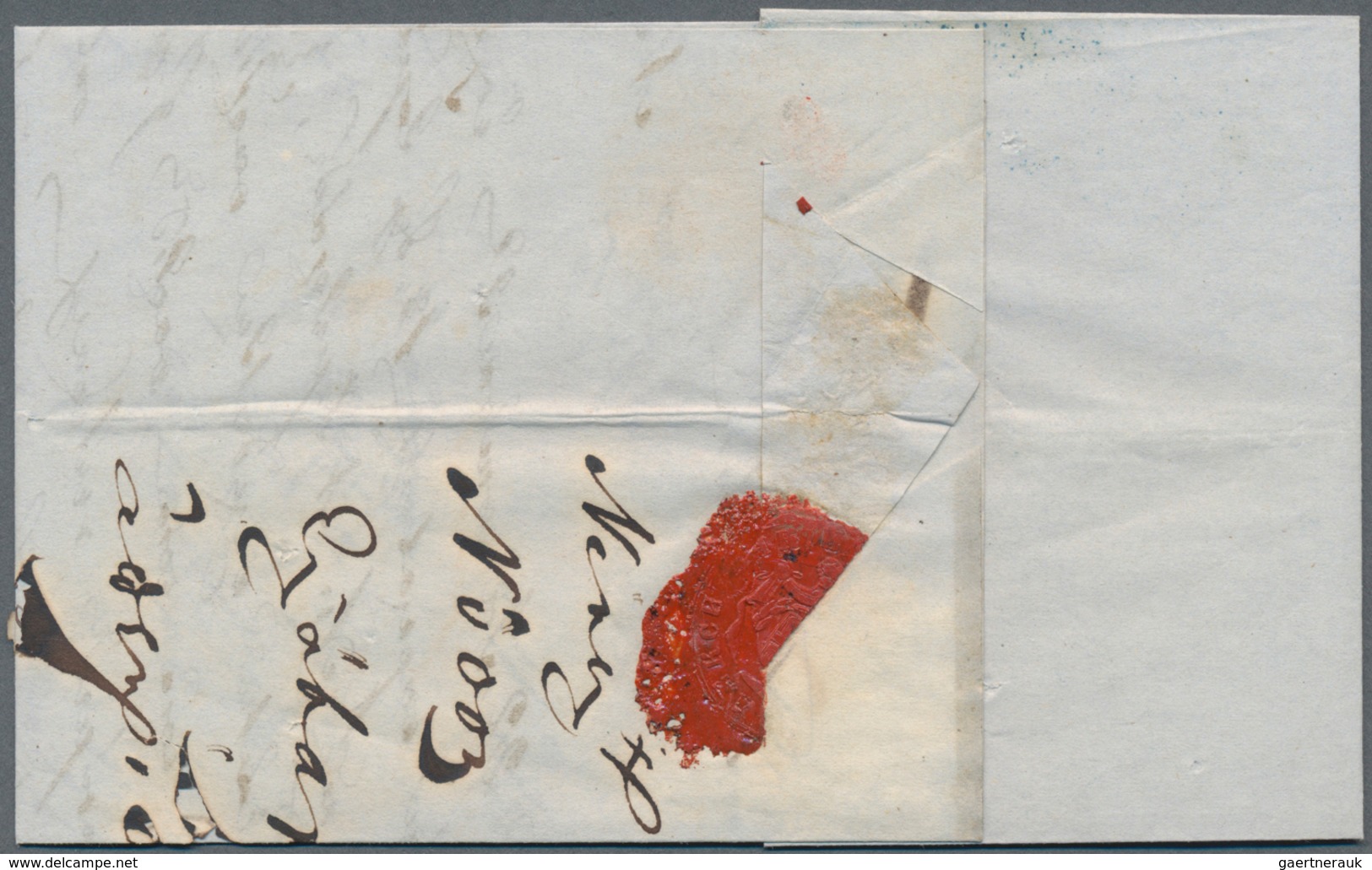 Serbien: 1855, Folded Letter With CHOLERA Lacquer Seal From ALEXINAC On Reverse (broken By Opening) - Serbien