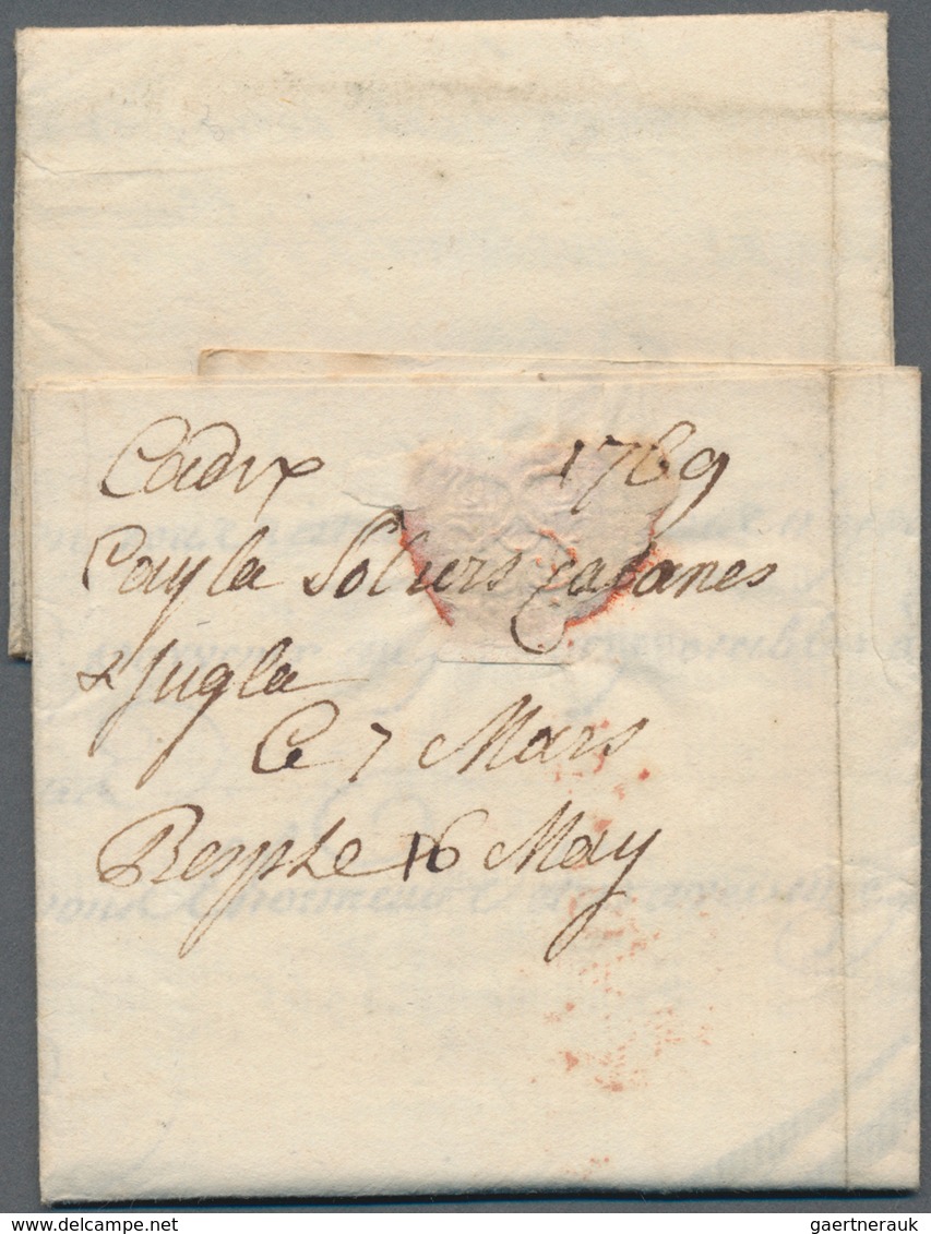Spanien - Vorphilatelie: 1769/1788, Two Folded Letters With Red Two-liner "ANDALUCIA ALTA" Or One-li - ...-1850 Prephilately
