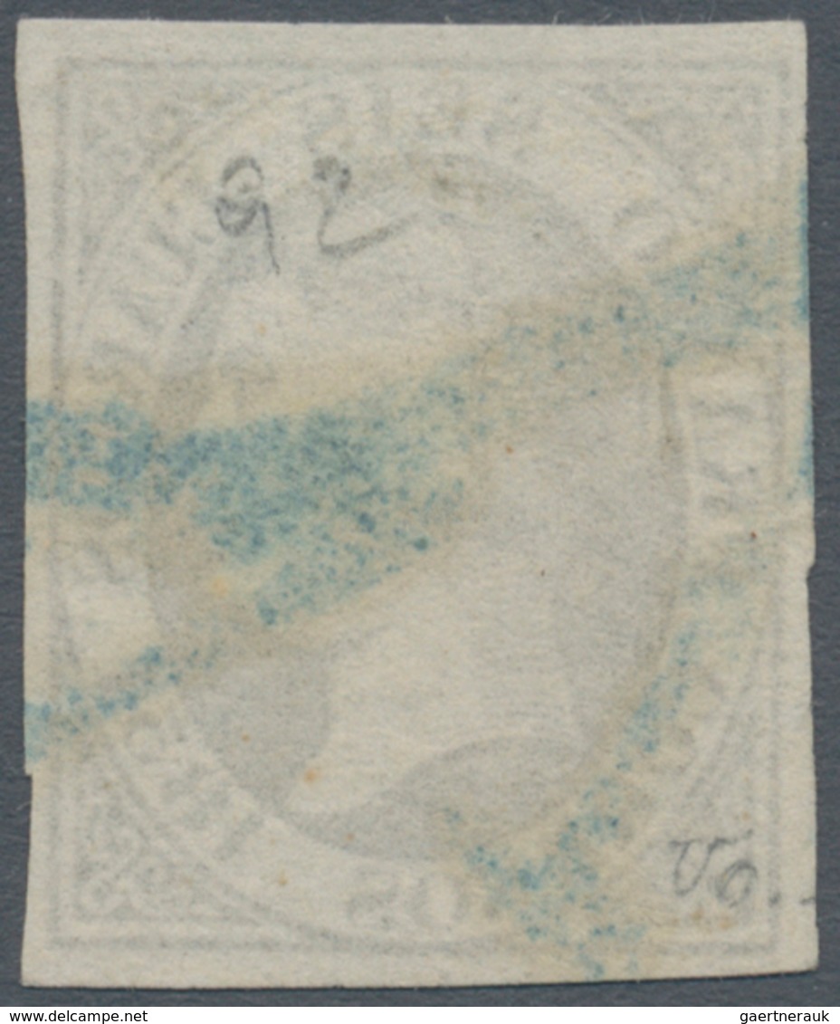 Spanien: 1851, 6cs. Black, Fresh Colour And Full To Wide Margins All Around, Neatly Oblit. By Blue P - Gebraucht