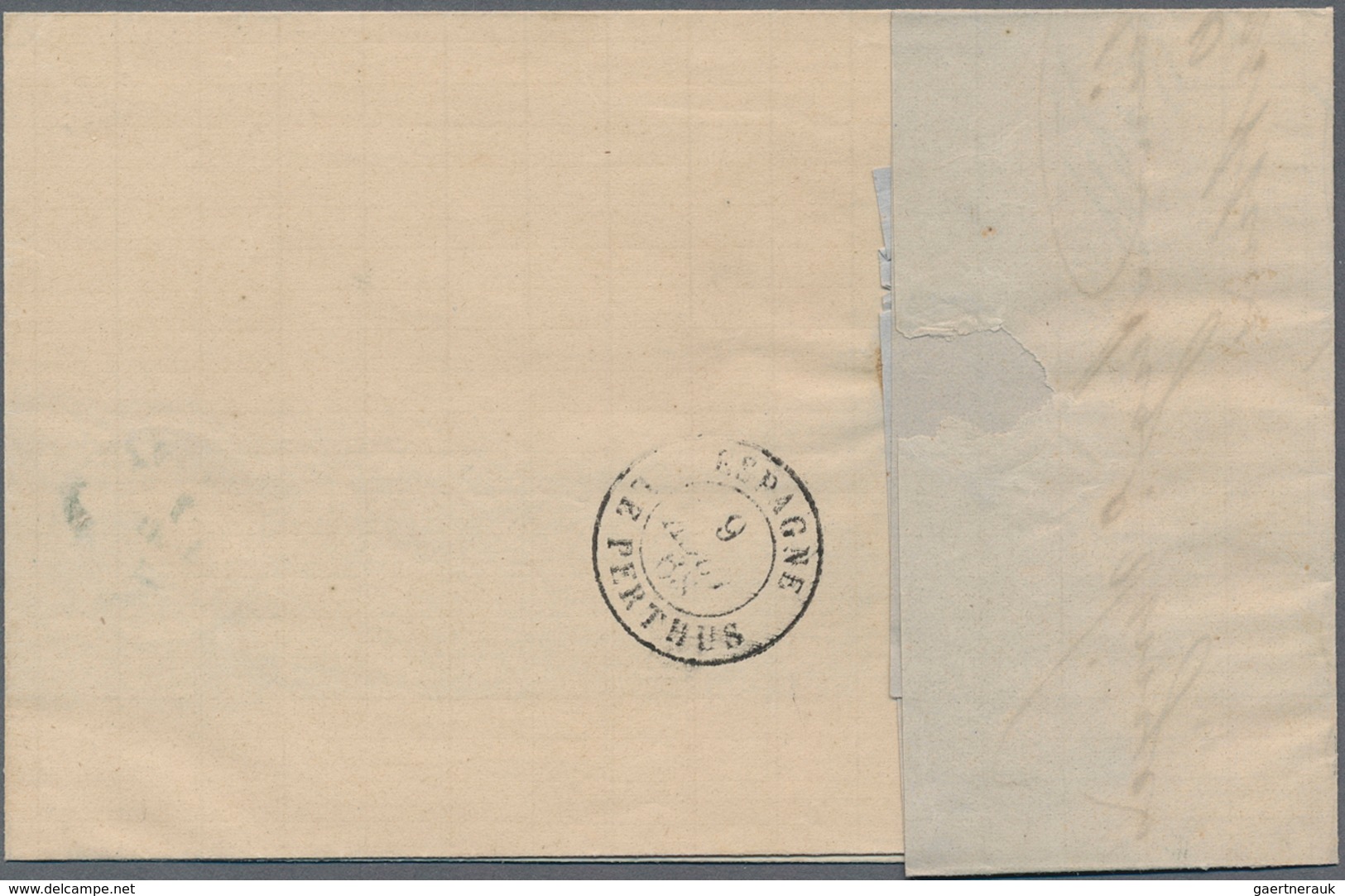 Spanien: 1867, 25 M. And 50 M. Tied Blue Carreta "19" In Blue To Entire Folded Letter Dated "Aguilla - Gebruikt