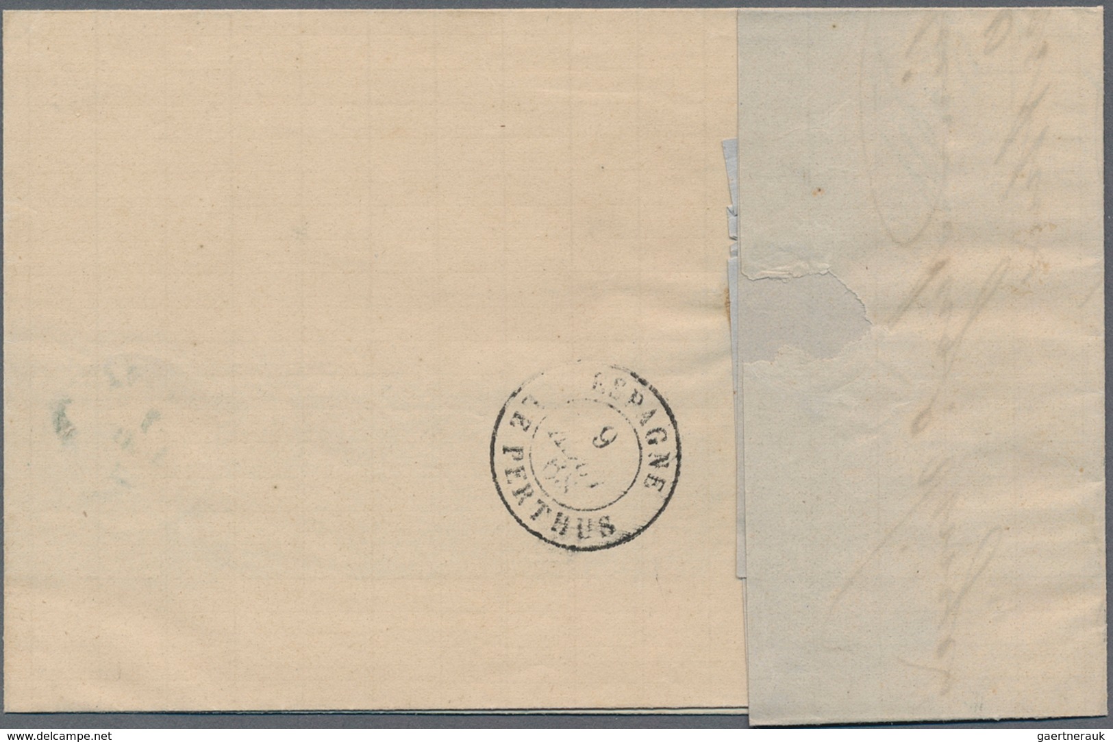 Spanien: 1867, 25 M. And 50 M. Tied Blue Carreta "19" In Blue To Entire Folded Letter Dated "Aguilla - Gebraucht