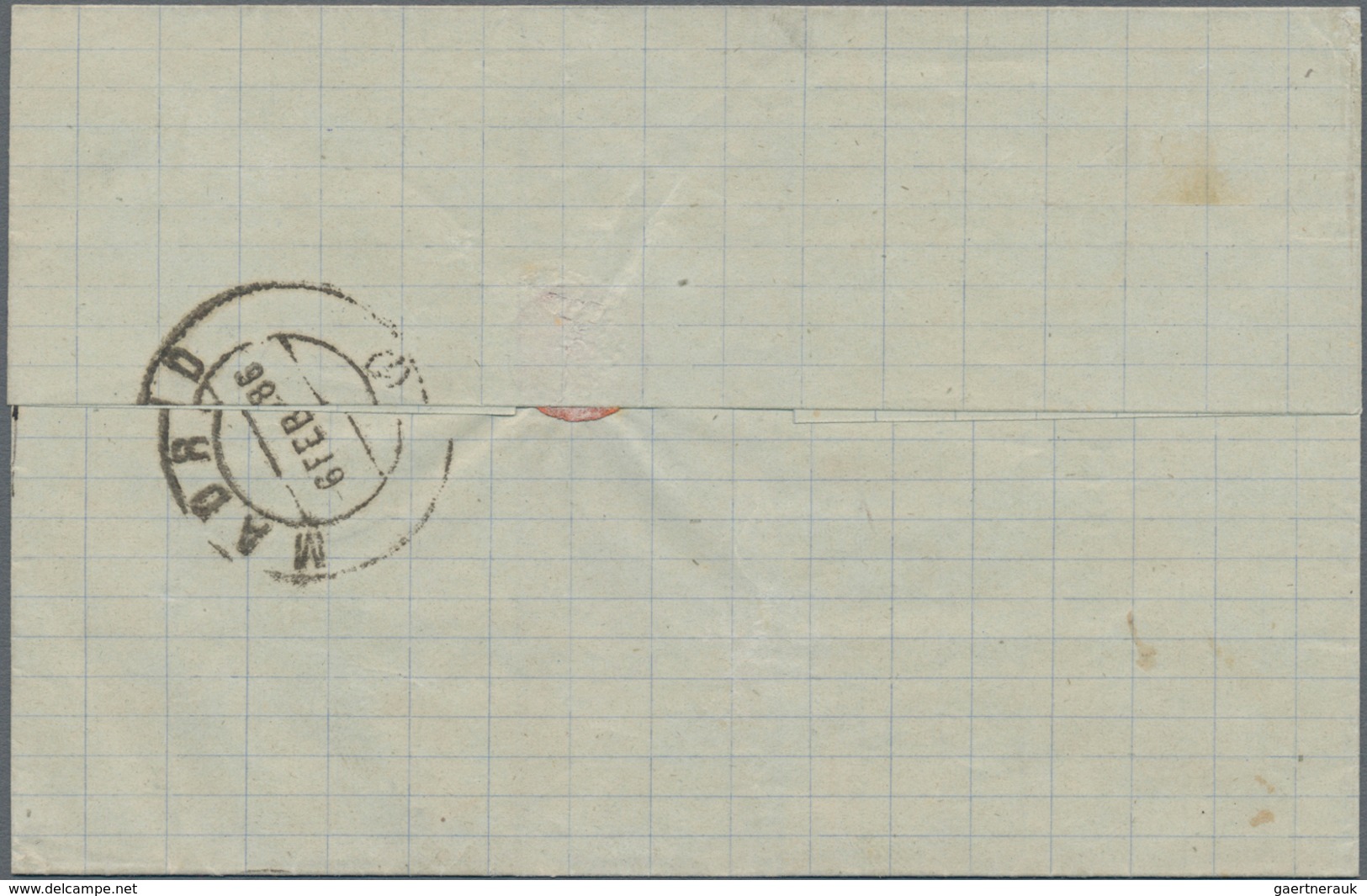 Spanien: 1886, Folded Cover Used From Las Campanas To Madrid, Franked By 1882 15c. Red-orange Tied B - Used Stamps