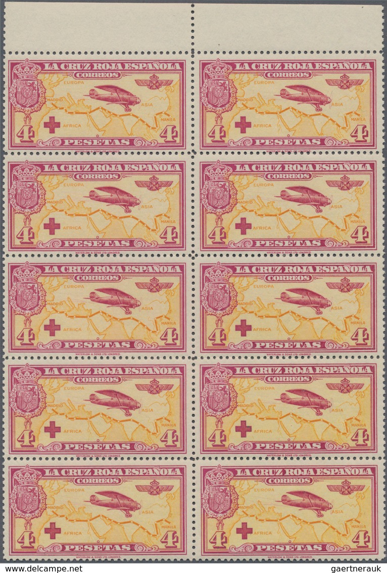 Spanien: 1926, Red Cross And Spanish Oversea Flights Showing Different Airplanes Complete Set Of Ten - Used Stamps
