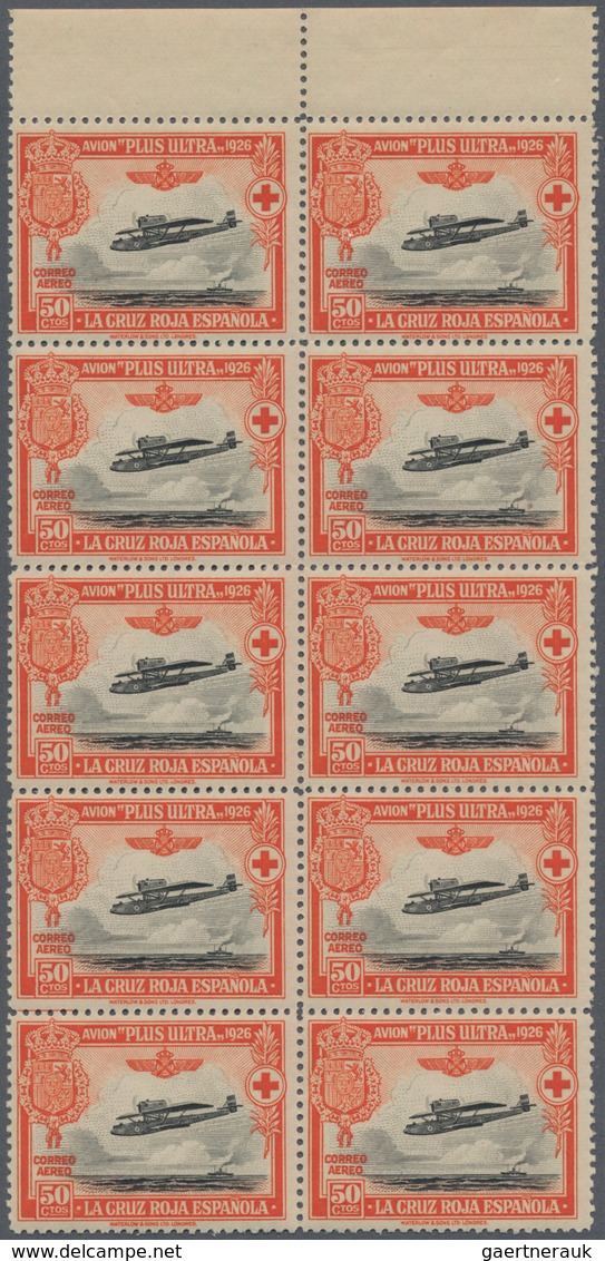 Spanien: 1926, Red Cross And Spanish Oversea Flights Showing Different Airplanes Complete Set Of Ten - Gebruikt