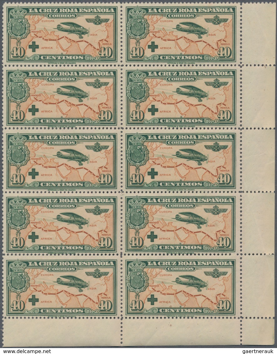 Spanien: 1926, Red Cross And Spanish Oversea Flights Showing Different Airplanes Complete Set Of Ten - Used Stamps