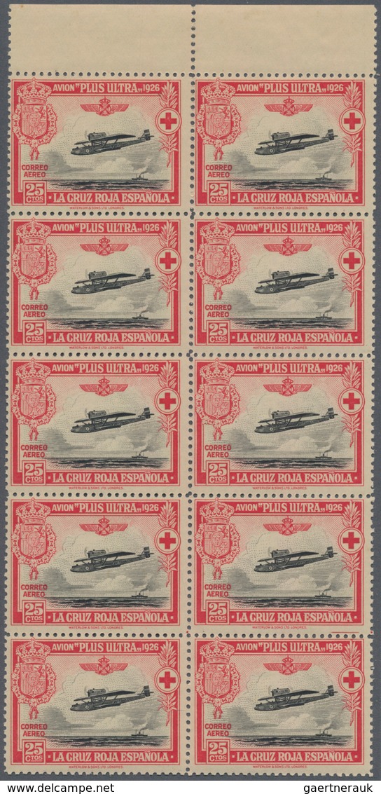 Spanien: 1926, Red Cross and spanish oversea flights showing different airplanes complete set of ten