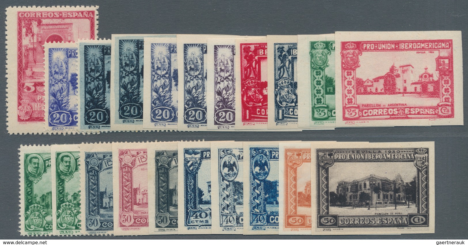 Spanien: 1930, Ibero-American Exhibition In Sevilla 35 Stamps 5c. To 10pta. Incl. Express Stamp 20c. - Gebraucht