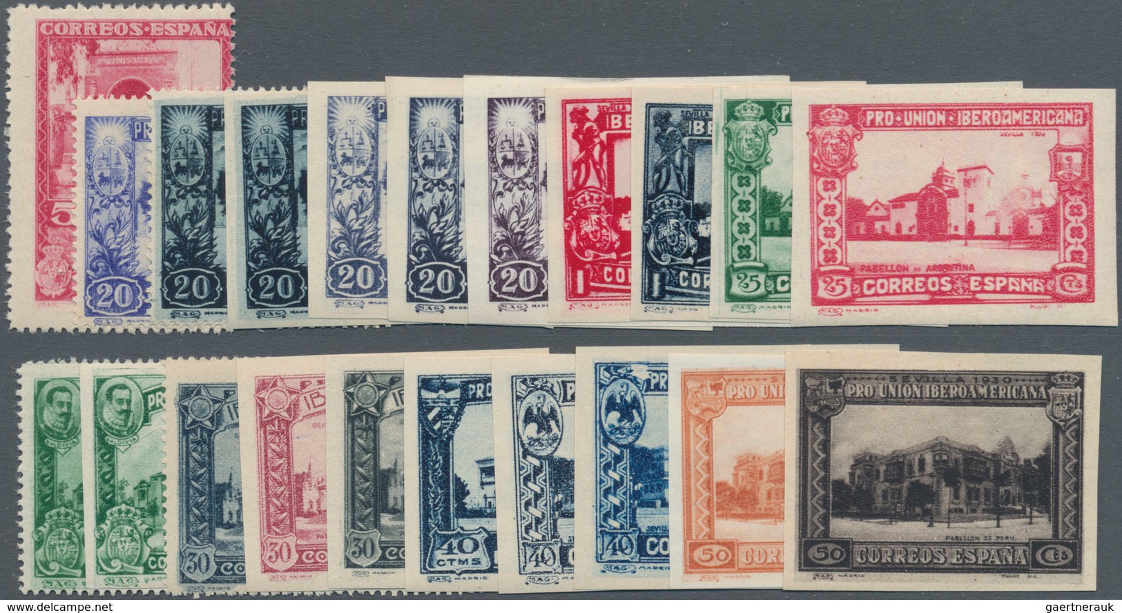 Spanien: 1930, Ibero-American Exhibition In Sevilla 35 Stamps 5c. To 10pta. Incl. Express Stamp 20c. - Gebruikt