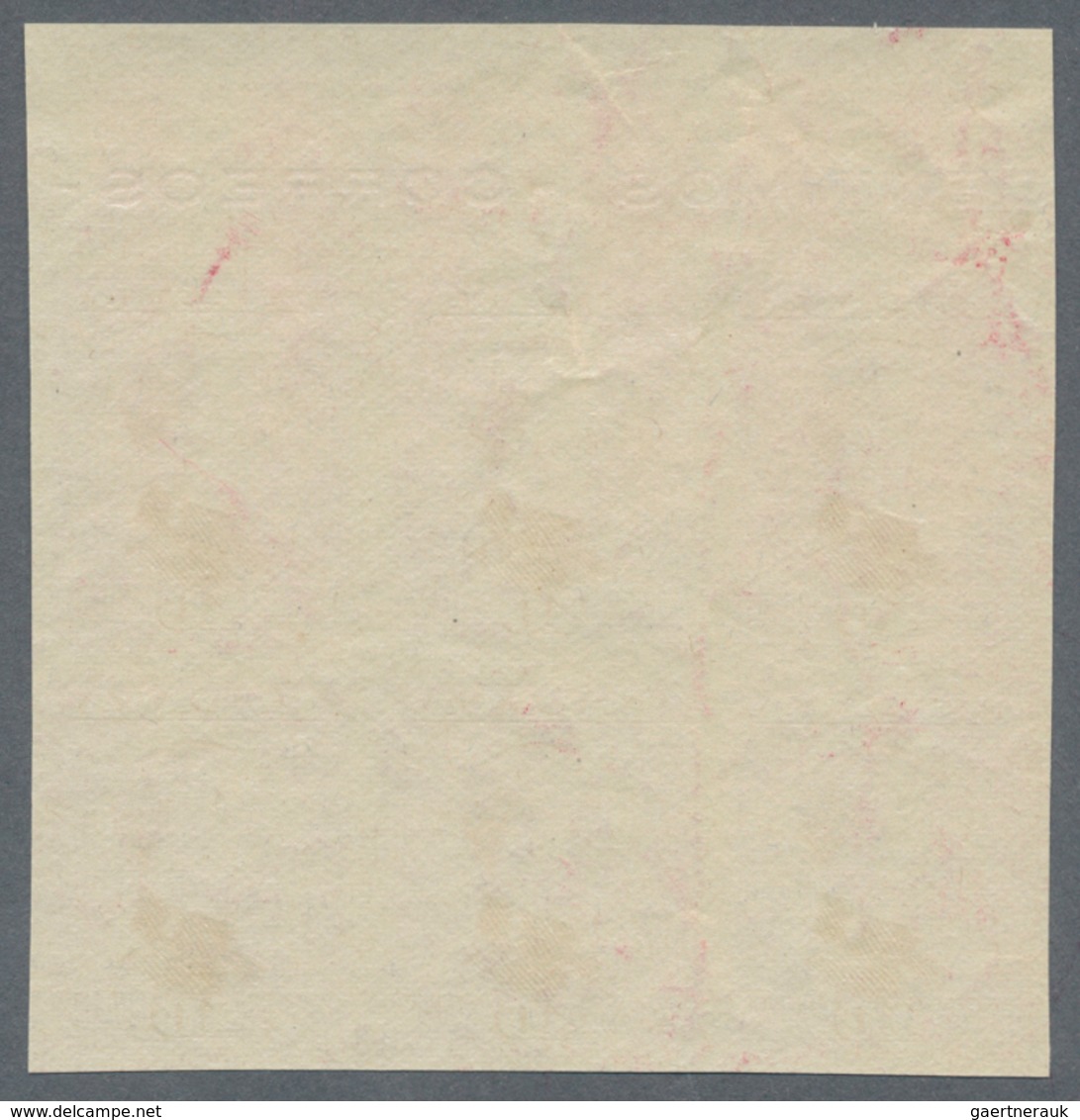 Spanien: 1930, King Alfonso XIII. Definitive 40c. Imperforate COLOUR PROOF In Carmine-red Block Of S - Gebraucht