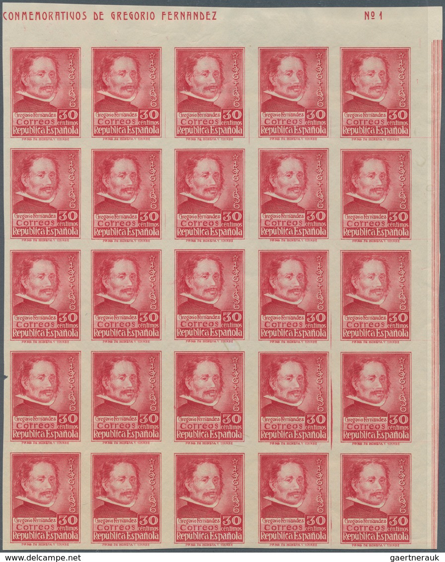 Spanien: 1937, 300th Anniversary Of Death Of Gregorio Fernandez (sculptor) 30c. Carmine IMPERFORATE - Used Stamps