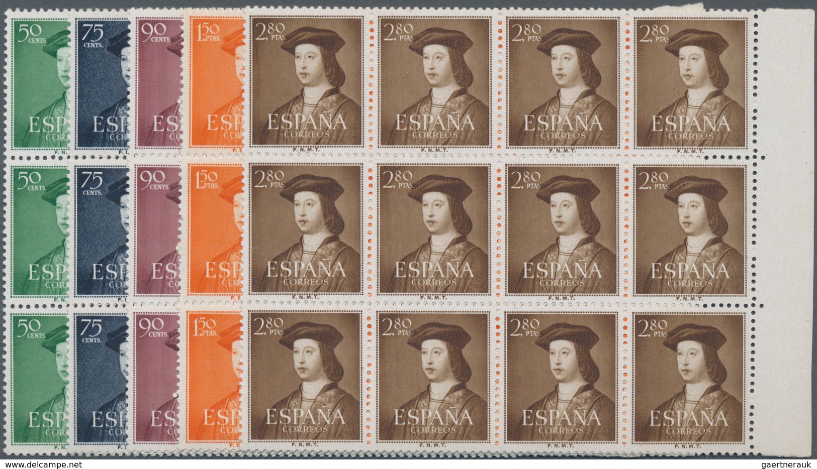 Spanien: 1952, 500th Birthday Of King Ferdinand V. Complete Set Of Five In Blocks/12, Mint Never Hin - Gebraucht