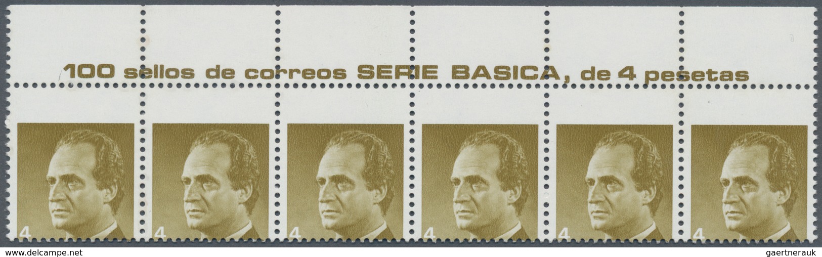 Spanien: 1986, King Juan Carlos I. 4pta. Dark Yellow Olive With HEAVY SHIFTED Horizontal Perforation - Gebraucht