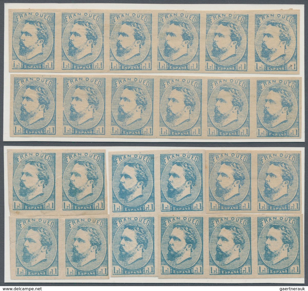 Spanien - Carlistische Post: 1873, 1 Real Blue, Carlist Posts, Reconstruction Of The Reported Block - Carlisten