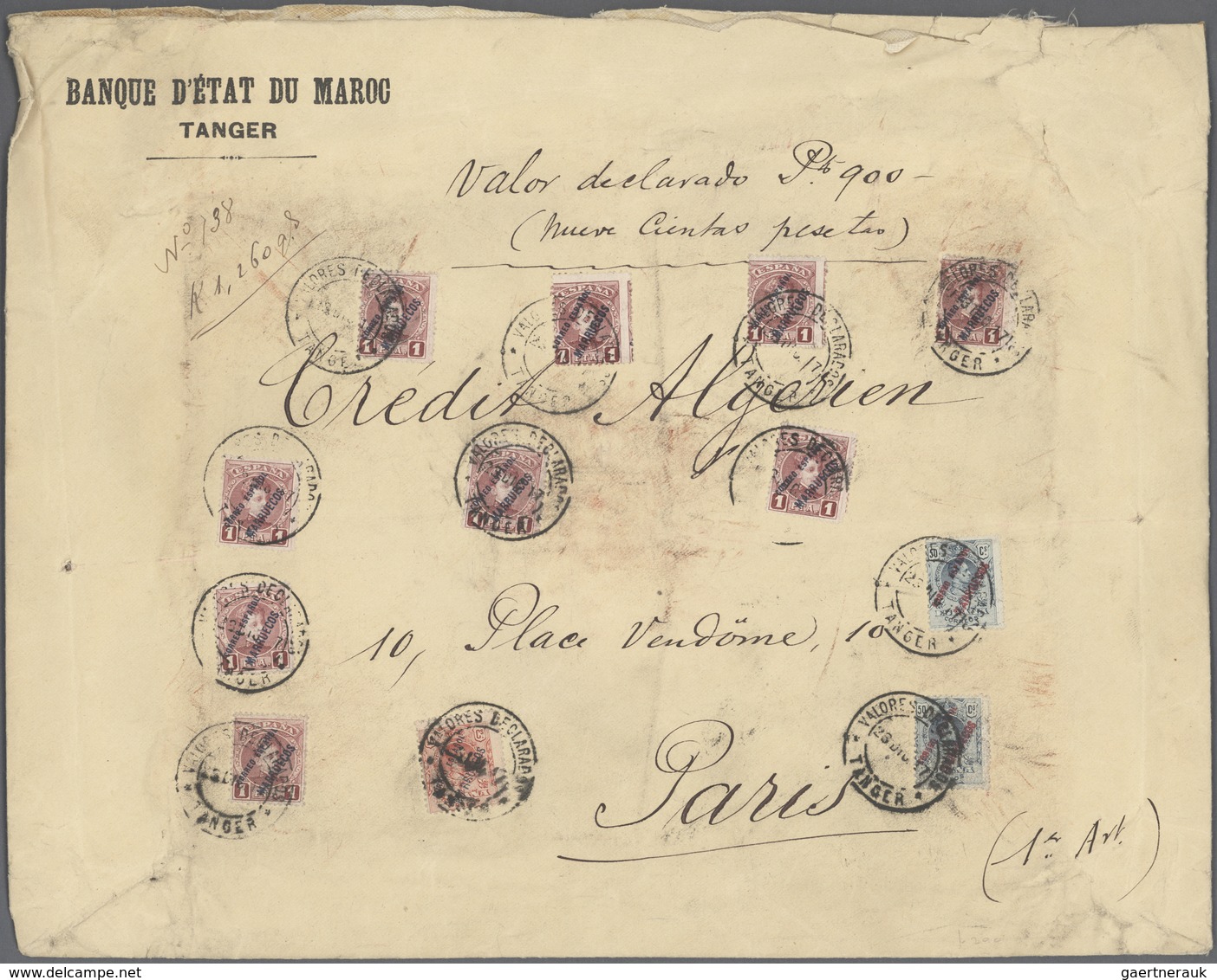 Spanische Post In Marokko: 1917, 1pts. Carmine (9), 10c. Red And 50c. Greenish Blue (2), 10.10pts. R - Spanisch-Marokko