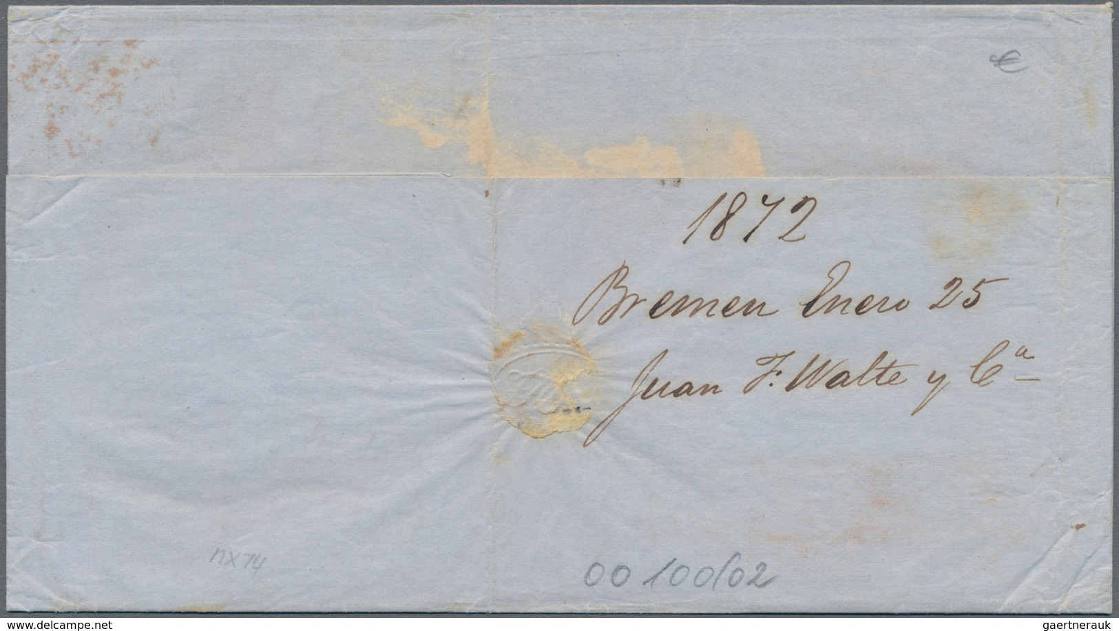 Spanien - Kanarische Inseln (1890er Jahre): 1871/72 Incoming Mail: Two Stampless Folded Envelopes Wi - Sonstige & Ohne Zuordnung