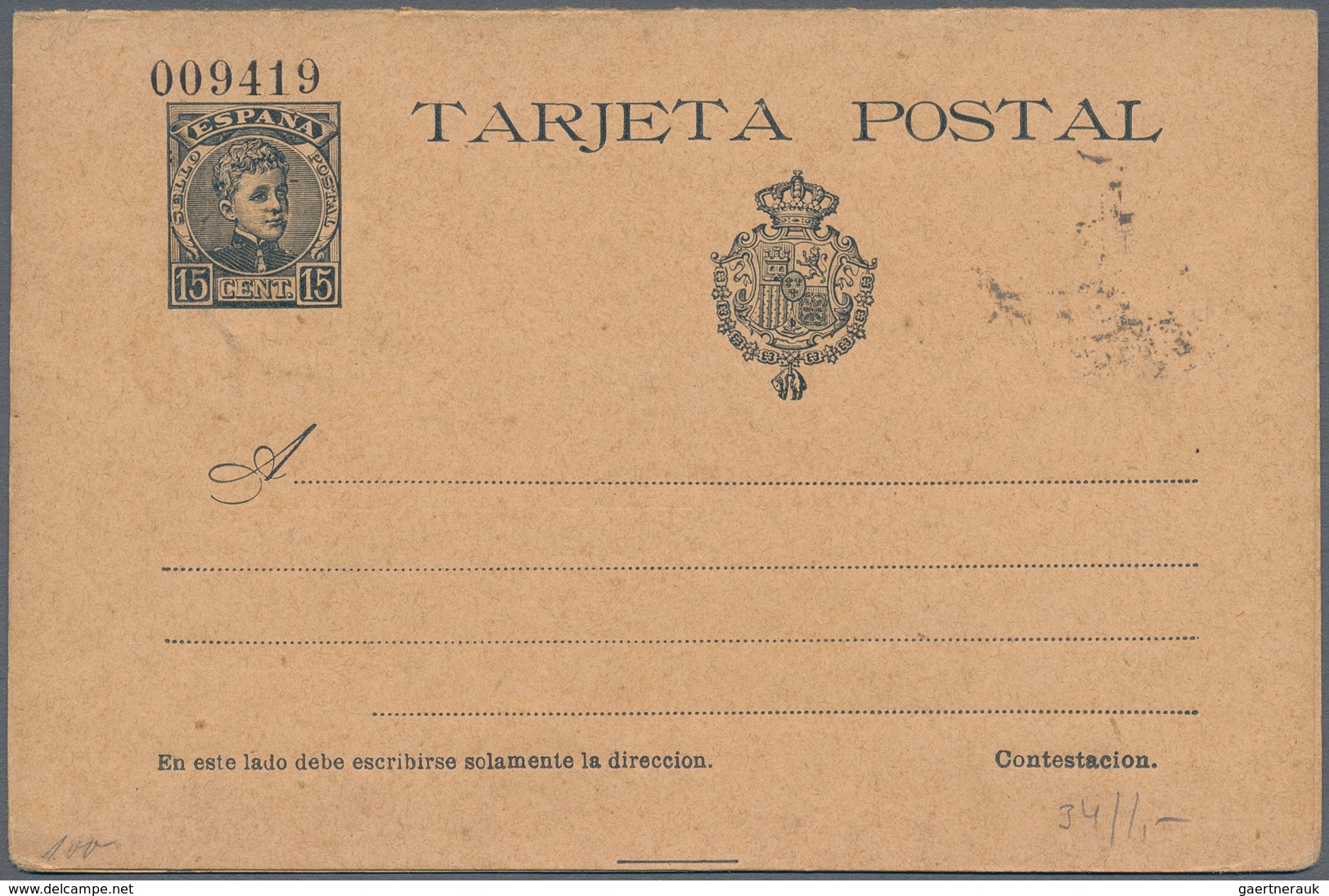 Spanien - Ganzsachen: 1904. Reply Card 5c+5c Grey-black Alfonso XIII Cadete. Used With 5c Additional - 1850-1931