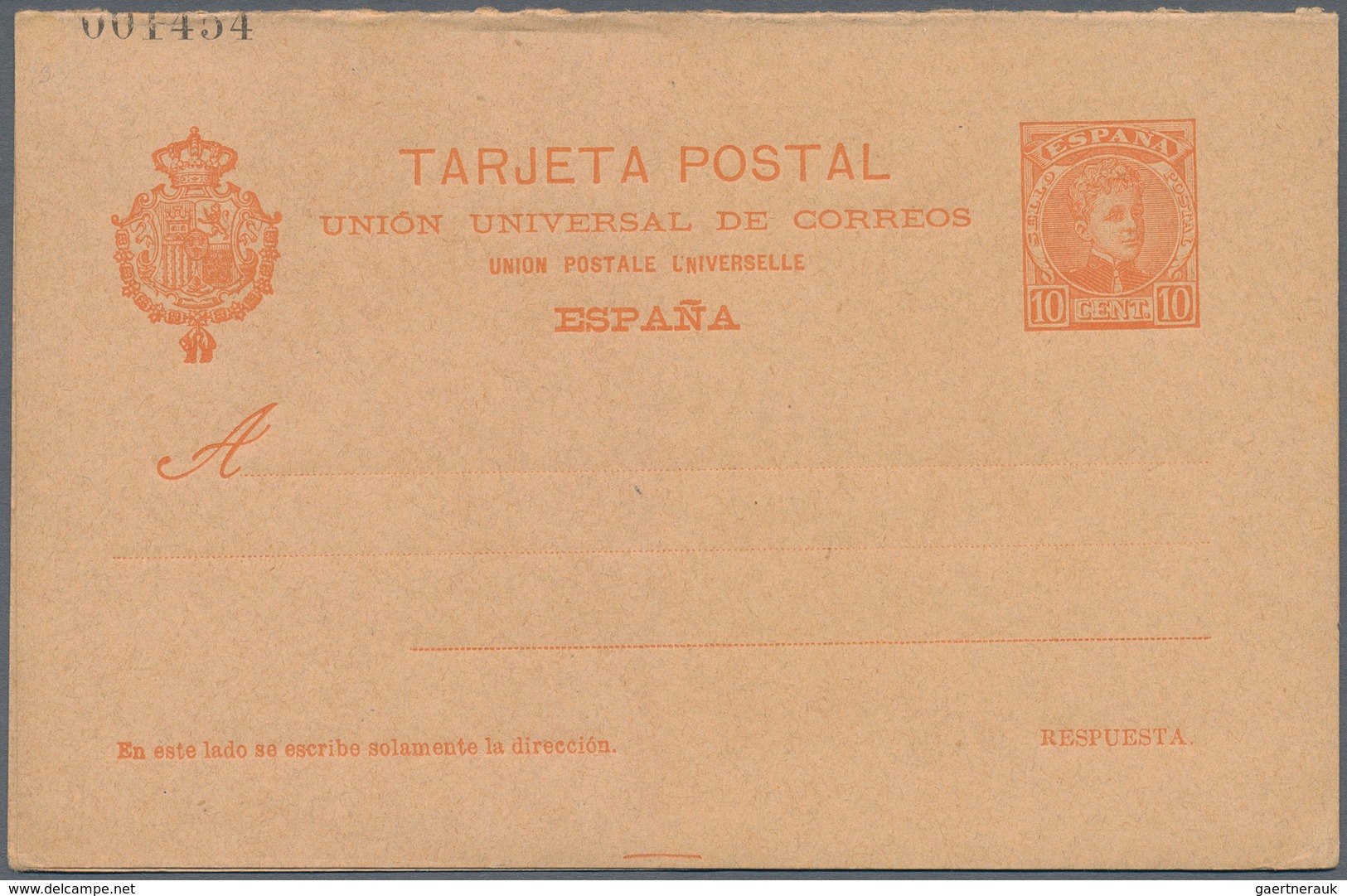 Spanien - Ganzsachen: 1901. Set Of Two Reply Cards 10c+10c Red-orange Alfonso XIII. One Time With Sh - 1850-1931