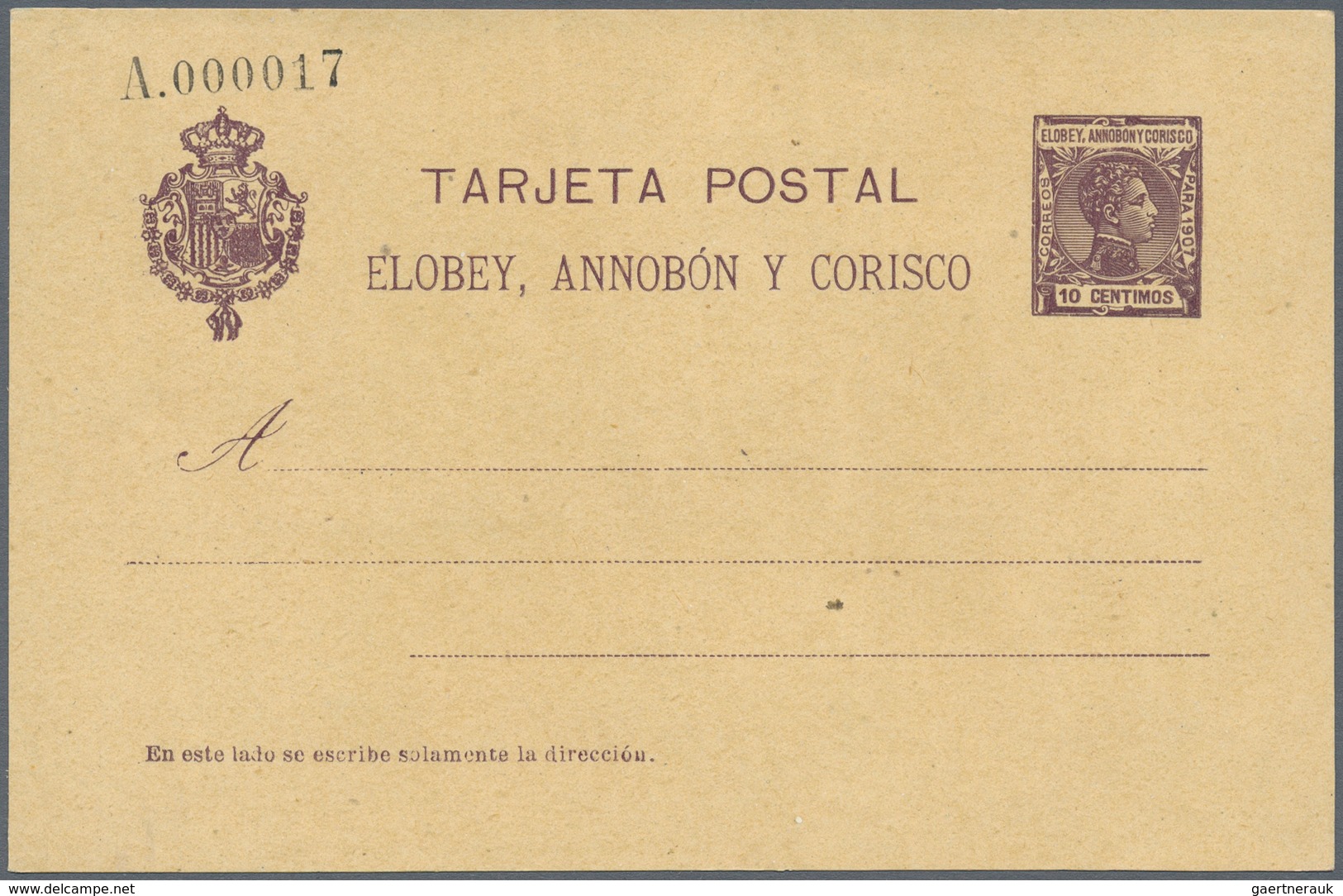 Spanien - Ganzsachen: 1905/1907. Lot Of 3 Postcards Alfonso XIII "Elobey, Annobon Y Corisco": One Ca - 1850-1931