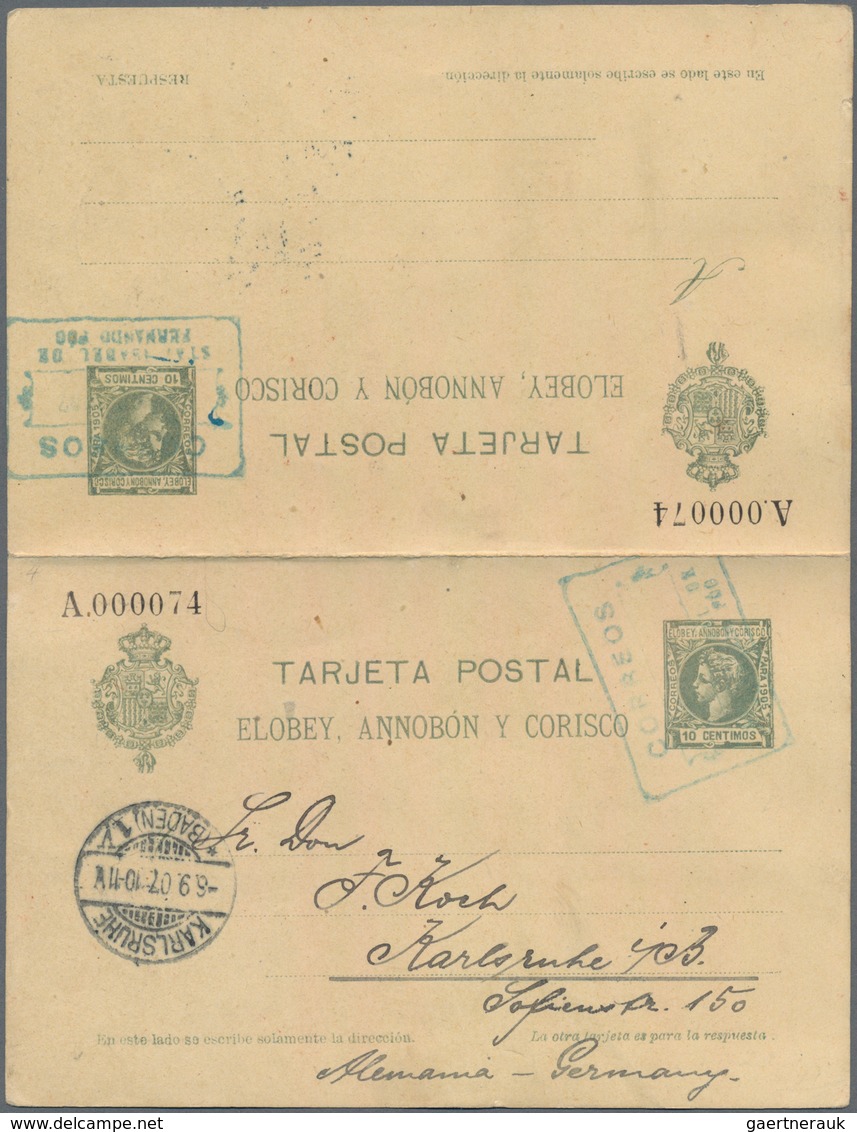 Spanien - Ganzsachen: 1907. Reply Card 10c+10c Green Alfonso XIII Infante "Elobey, Annobon Y Corisco - 1850-1931