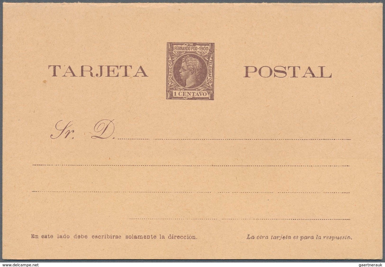 Spanien - Ganzsachen: 1900. Lot Of 4 Reply Cards Alfonso XIII Infante "Fernando Poo-1900": One Card - 1850-1931