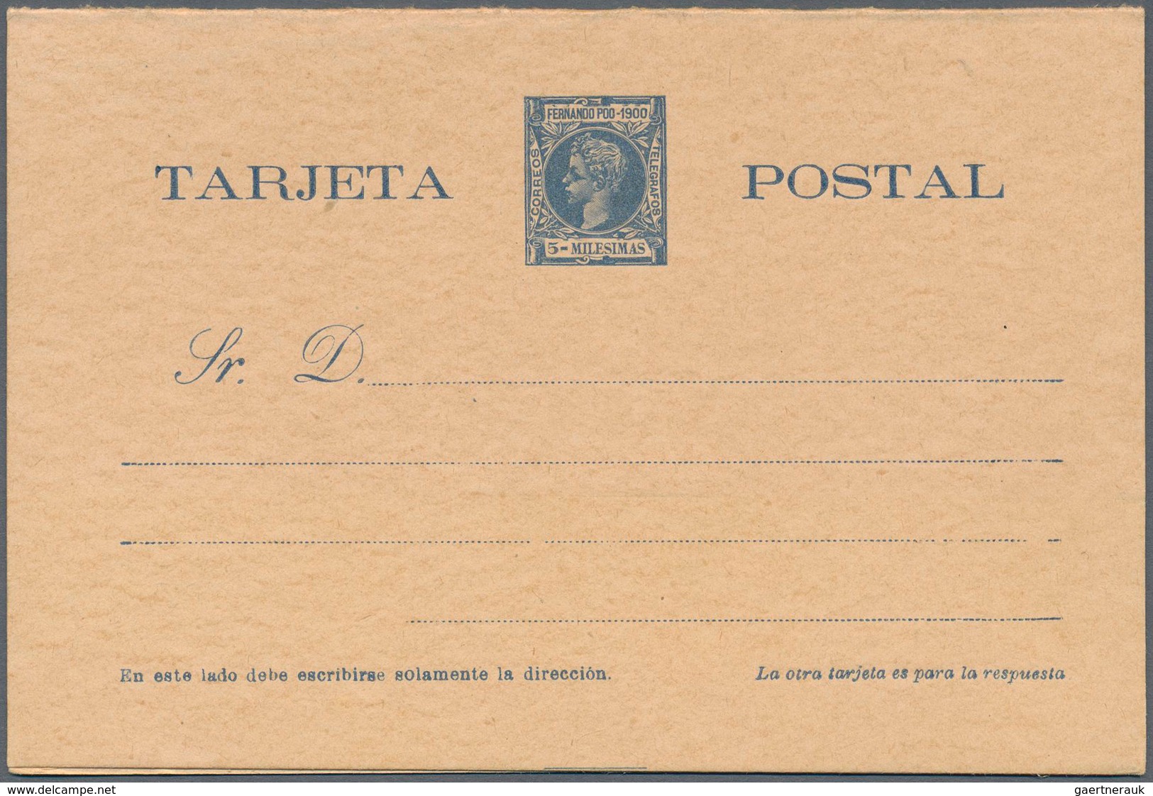 Spanien - Ganzsachen: 1900. Lot Of 4 Reply Cards Alfonso XIII Infante "Fernando Poo-1900": One Card - 1850-1931