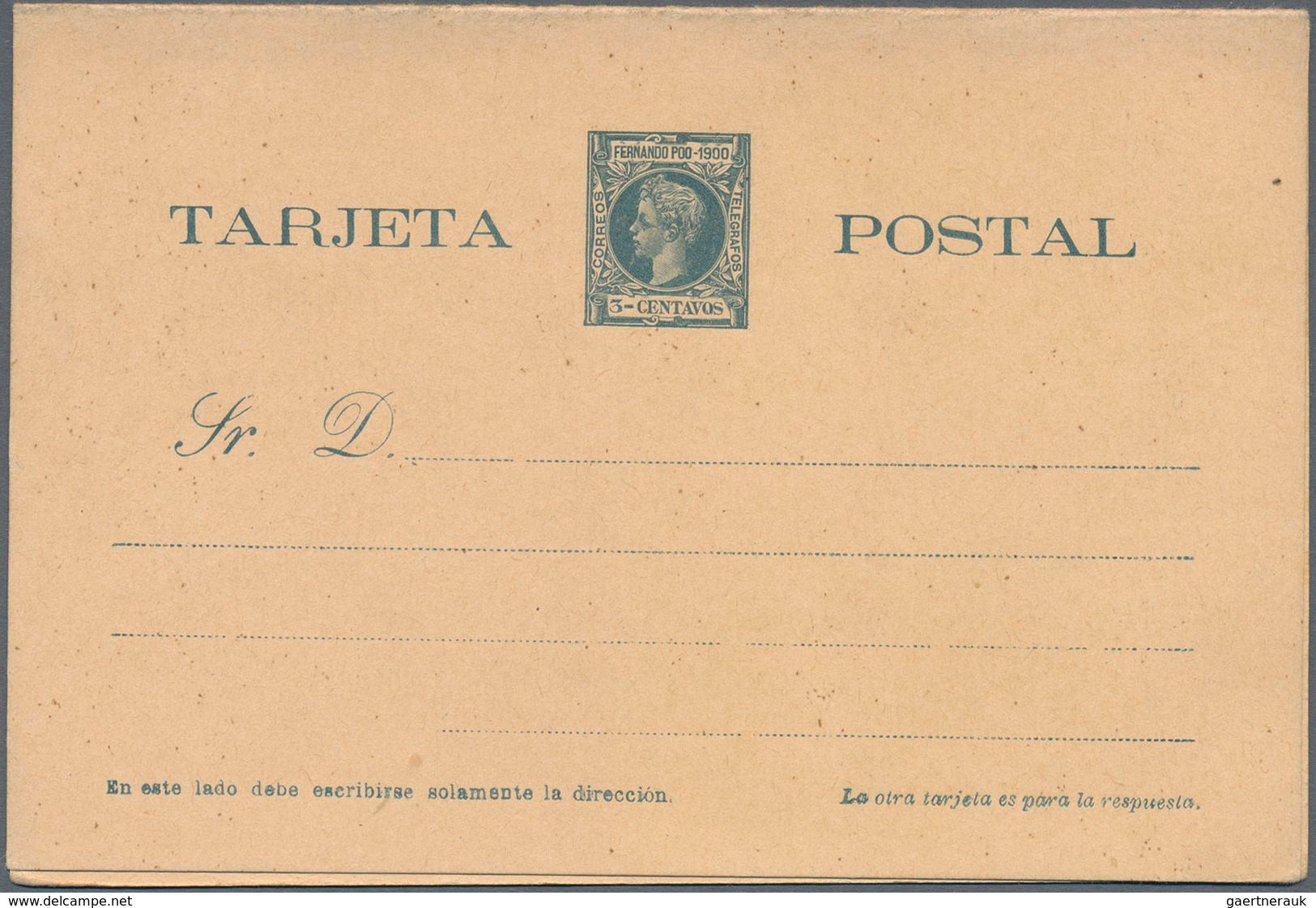 Spanien - Ganzsachen: 1900. Lot of 4 reply cards Alfonso XIII Infante "Fernando Poo-1900": one card