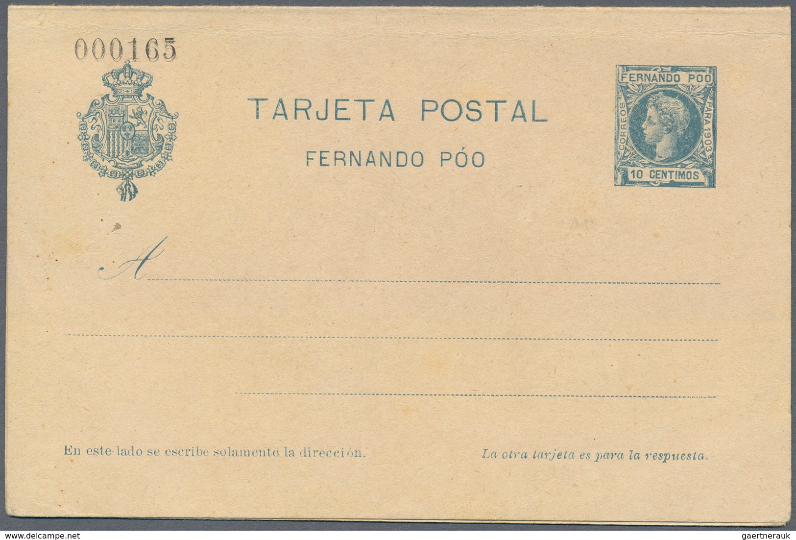 Spanien - Ganzsachen: 1903/1907. Lot of 3 postcards and 3 reply cards Alfonso XIII "Fernando Poo": I