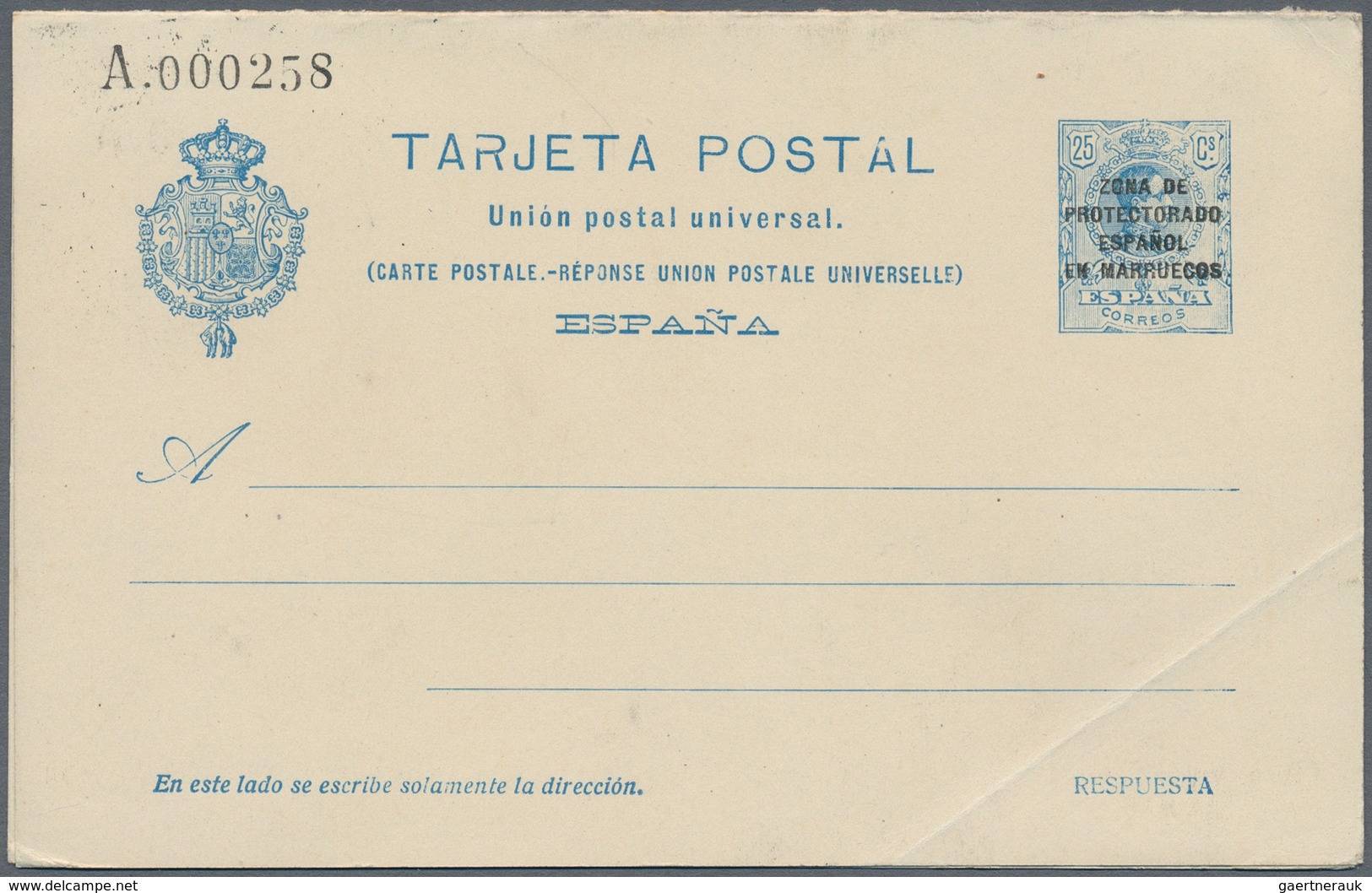 Spanien - Ganzsachen: 1926. Lot of 4 postcards Alfonso XIII Medallón "Zona de Protectorado Espanol e