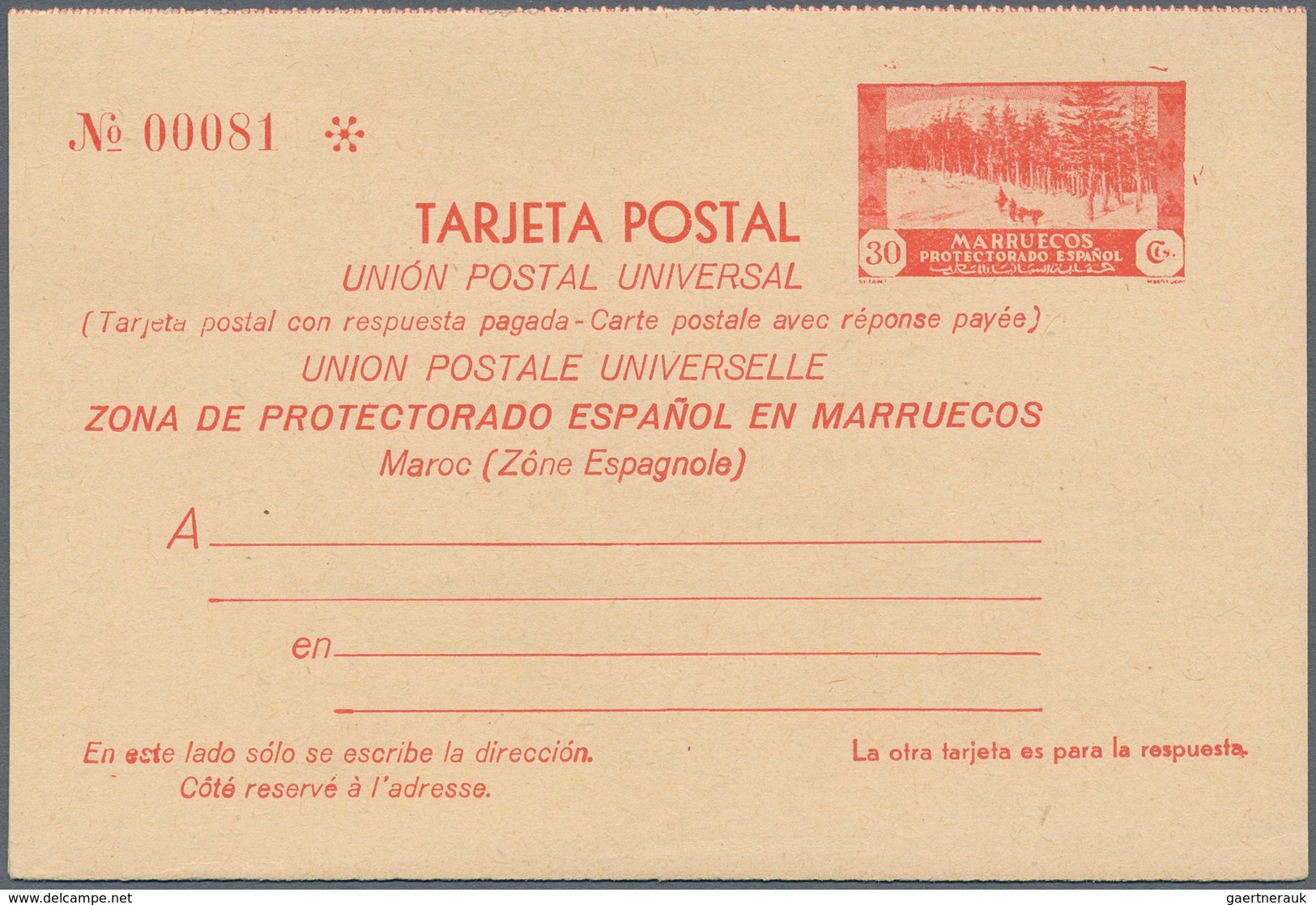 Spanien - Ganzsachen: 1935. Lot Of 2 Entire Cards "Cedros Y Nieve En El Bosque De Ketama" (Zona De P - 1850-1931