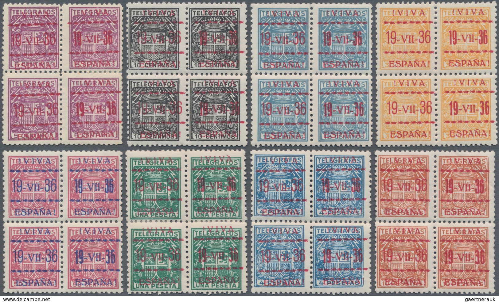 Spanien - Besonderheiten: 1937, VITORIA Local Issue, Overprint On Telegraph Stamps, 5c., 10c., 15c., - Andere & Zonder Classificatie
