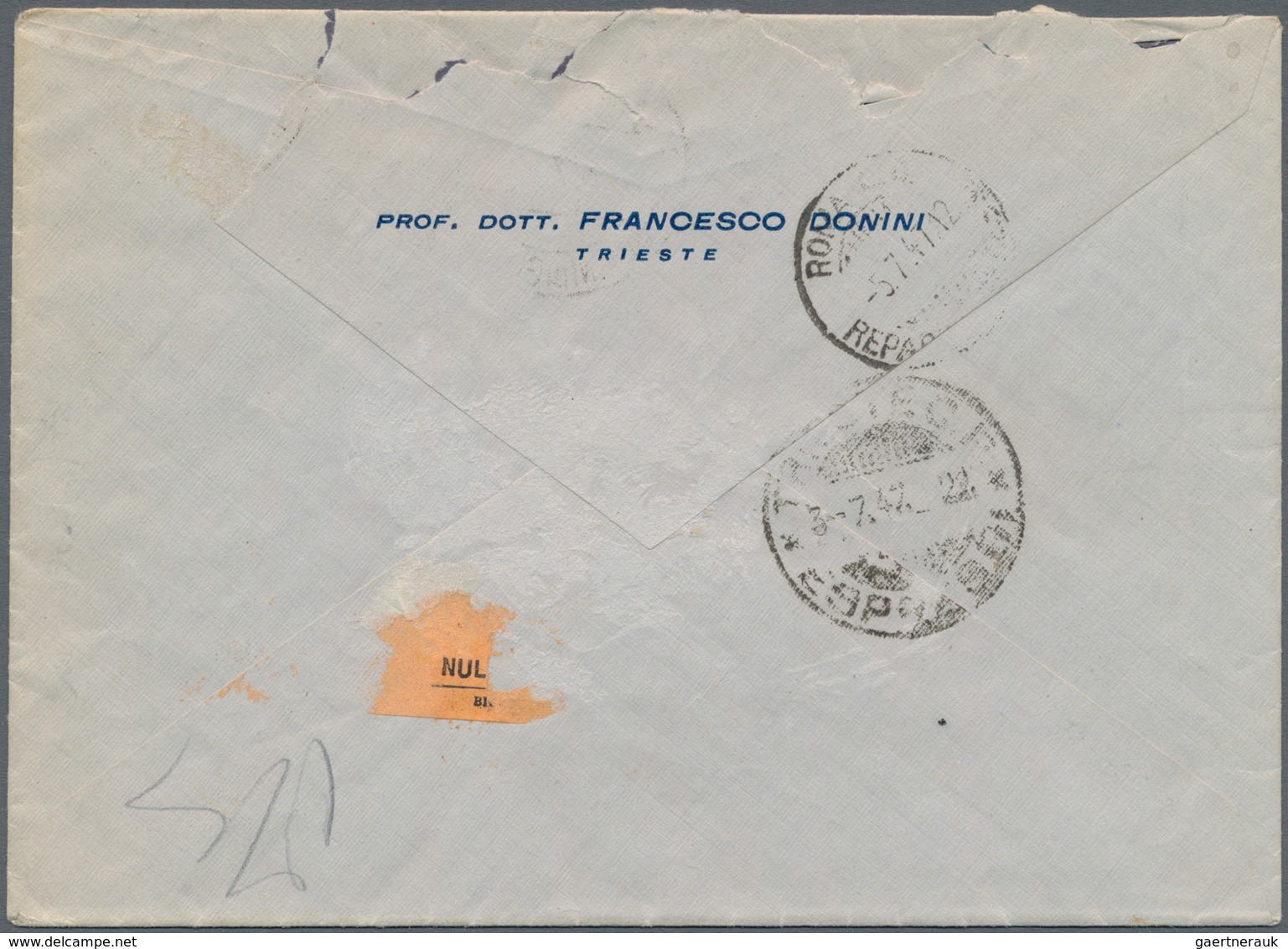 Triest - Zone A: 1947, 2 X 3 L Red, 5 L Carmine And 10 L Dark Blue Express Stamp, Mixed Franking On - Marcofilie
