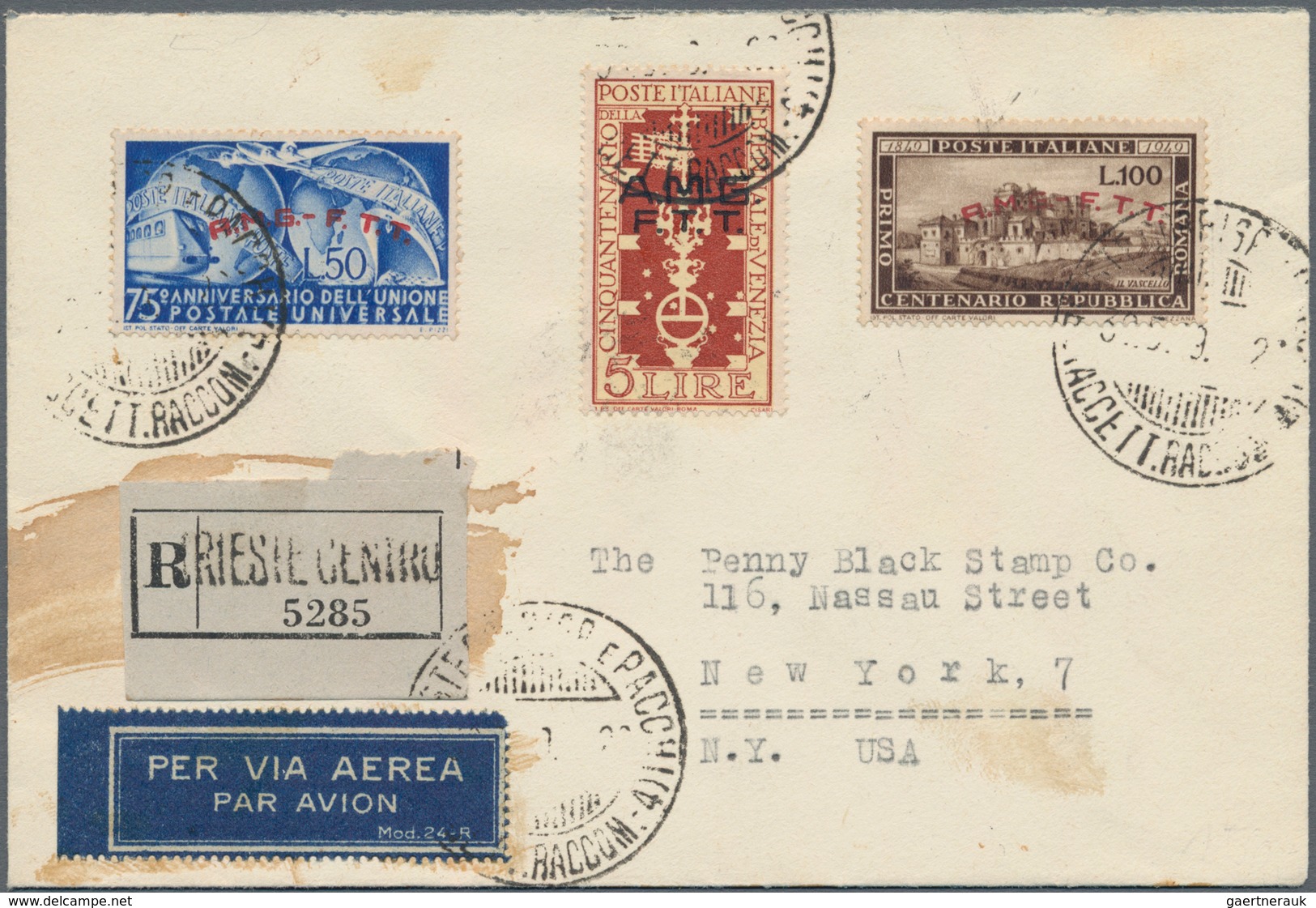 Triest - Zone A: 1949, 100 L "Centenary Of Republic Romana", Tied By FIRST DAY CANCEL From TRIESTE C - Poststempel