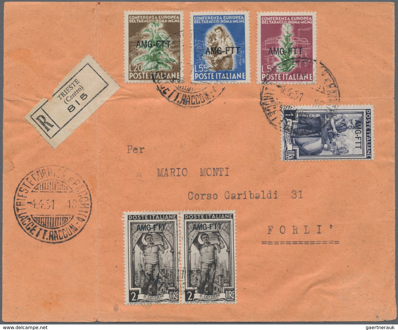 Triest - Zone A: 1950, Complete Set 5 L To 55 L "tobacco Conference" Together With 1 L And 2 X 2 L D - Poststempel