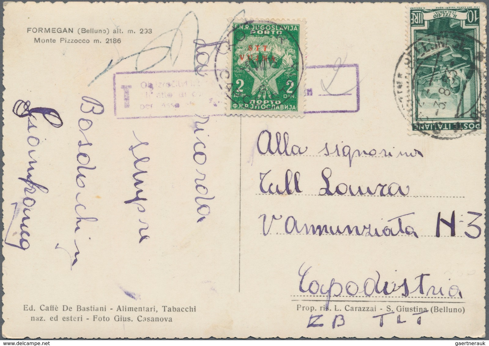 Triest - Zone B - Portomarken: 1953, Italy, 10 L Dark Green Definitive, Underpaid Single Franking On - Portomarken