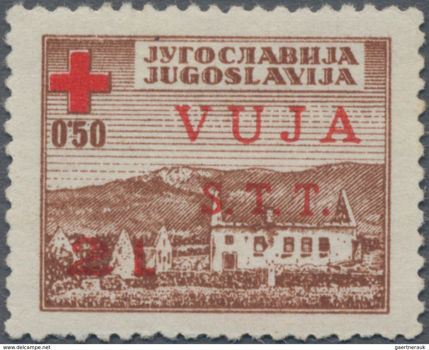 Triest - Zone B - Zwangszuschlagsmarken: 1948, 2 L On 0,50 Din Brown/red With Overprint "VUJA / S.T. - Steuermarken