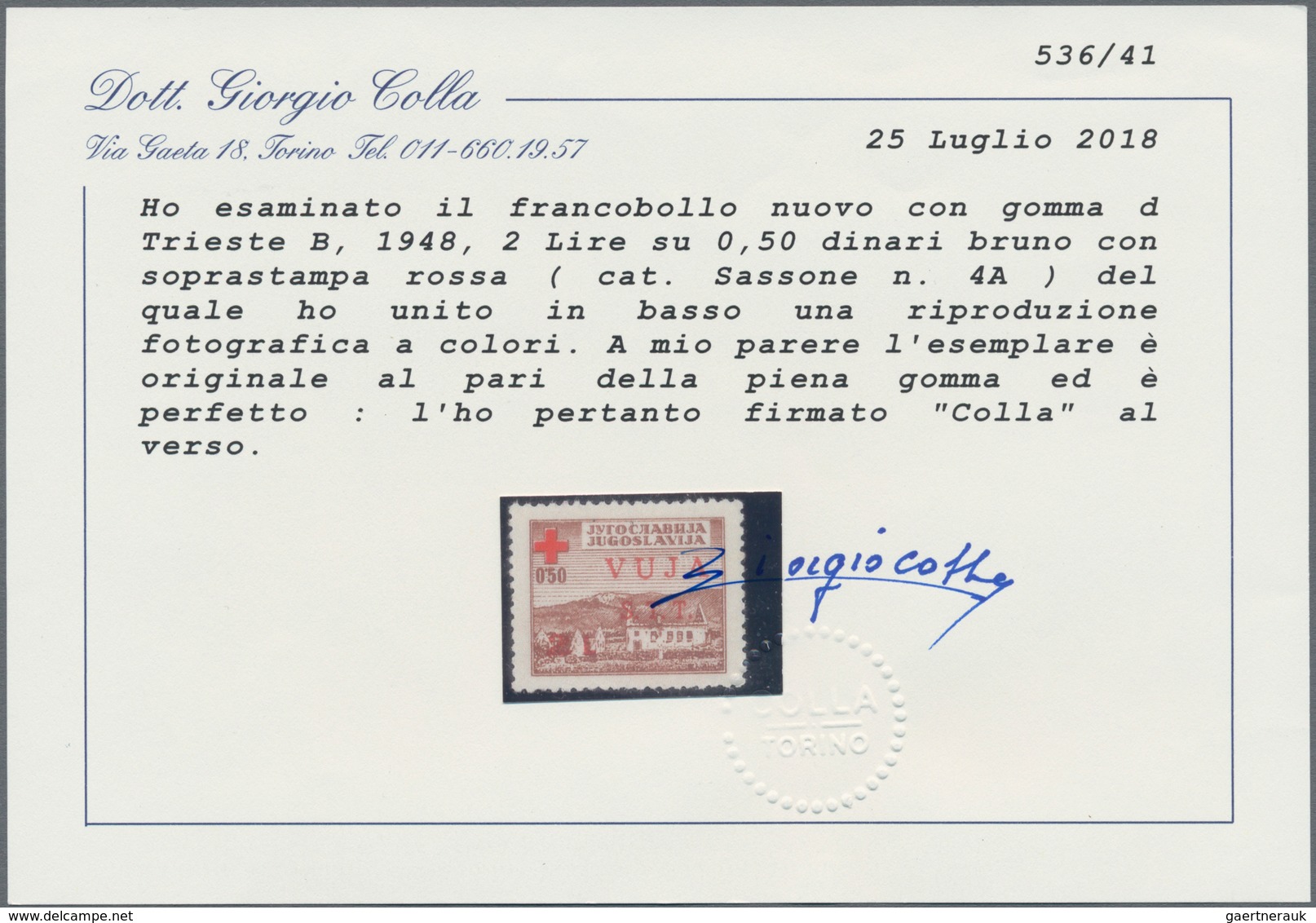 Triest - Zone B - Zwangszuschlagsmarken: 1948, 2 L On 0,50 Din Brown/red With Overprint "VUJA / S.T. - Revenue Stamps