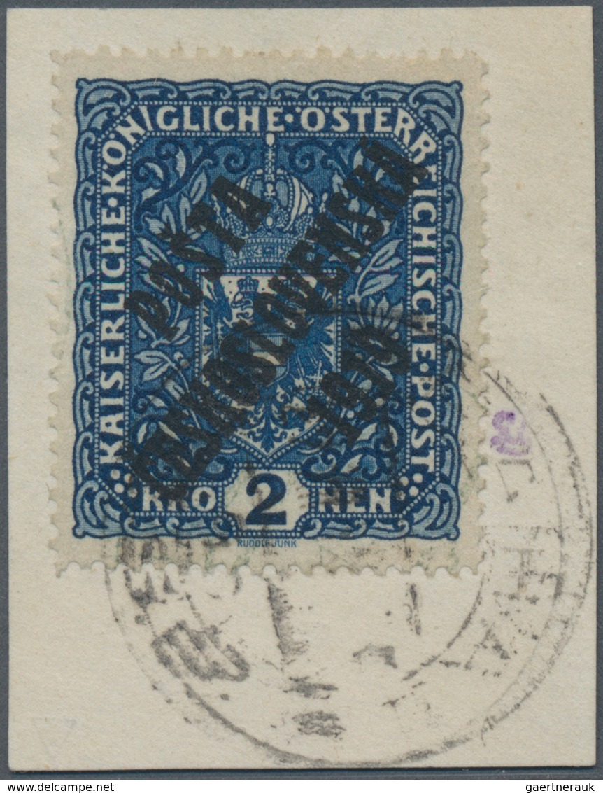 Tschechoslowakei: 1919, "Kronenwerte In Bildgröße" 2 Kr. Violettultramarin, Perfekt Zentriert Auf We - Brieven En Documenten