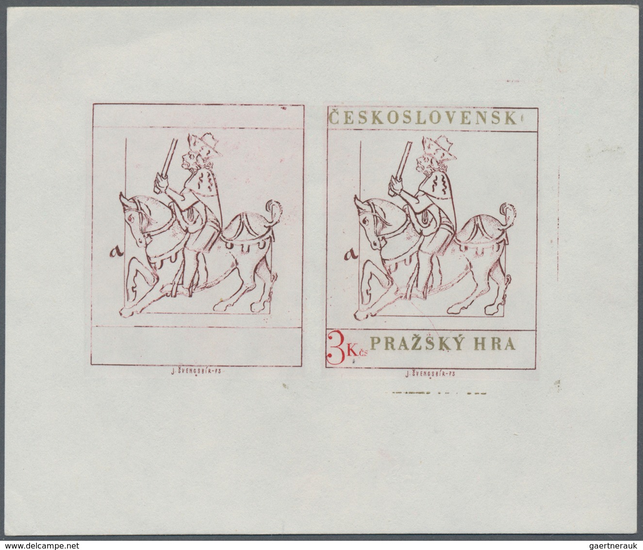 Tschechoslowakei: 1971/1973, Prague Hradčany, Eleven Imperforate Progressive Proofs Incl. Three Comb - Brieven En Documenten