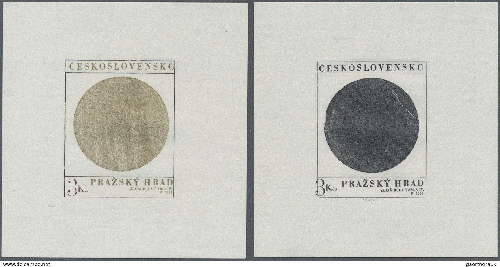 Tschechoslowakei: 1971/1973, Prague Hradčany, eleven imperforate progressive proofs incl. three comb