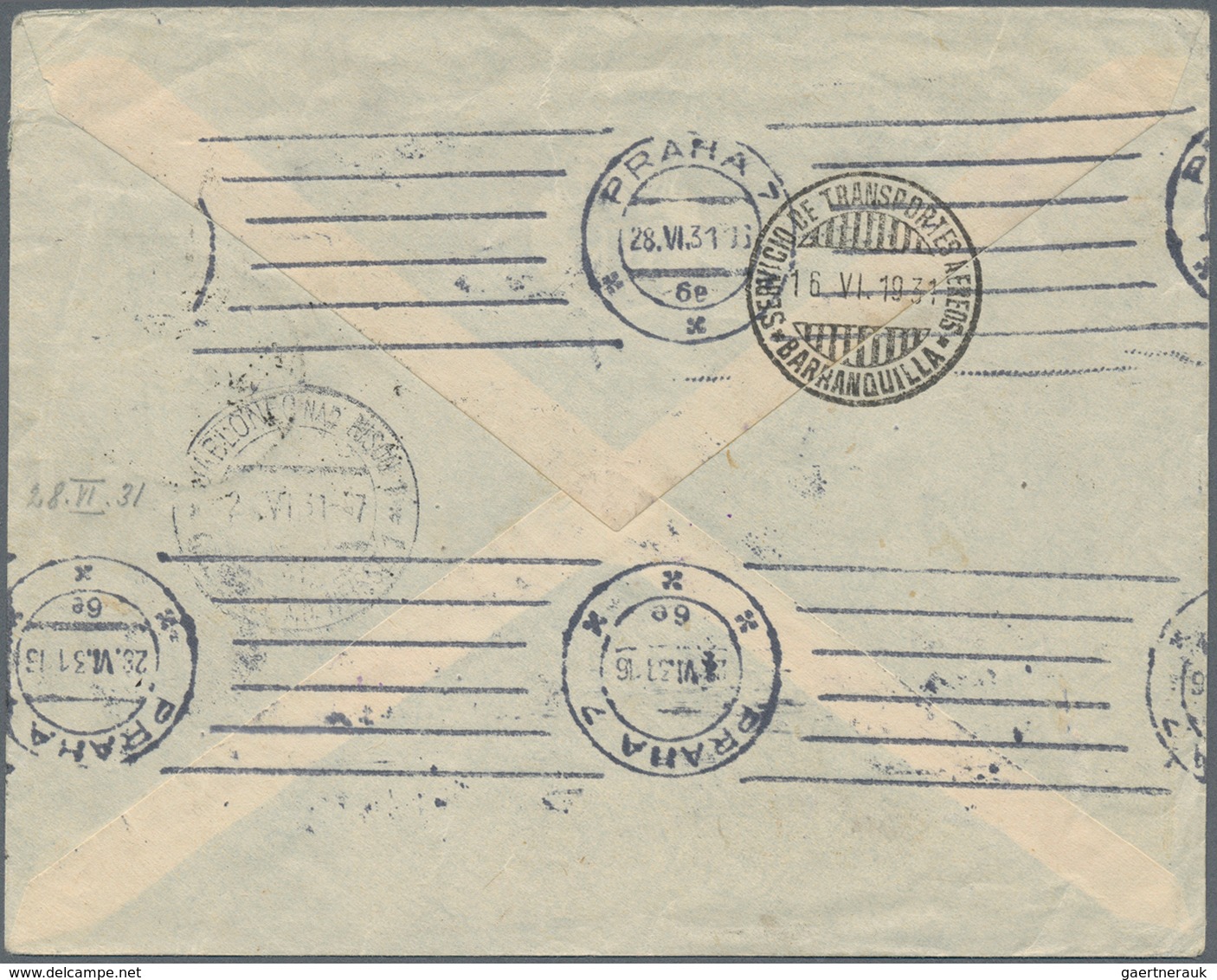 Tschechoslowakei - Besonderheiten: 1931, INCOMING MAIL: Scadta, 30 C Bright Blue Airmail Stamp Toget - Sonstige & Ohne Zuordnung