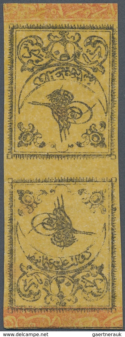 Türkei: 1864, 3rd Print 20 Para Black On Deep Yellow Surface Coloured Thick Paper, A Fine Mint 'head - Andere & Zonder Classificatie