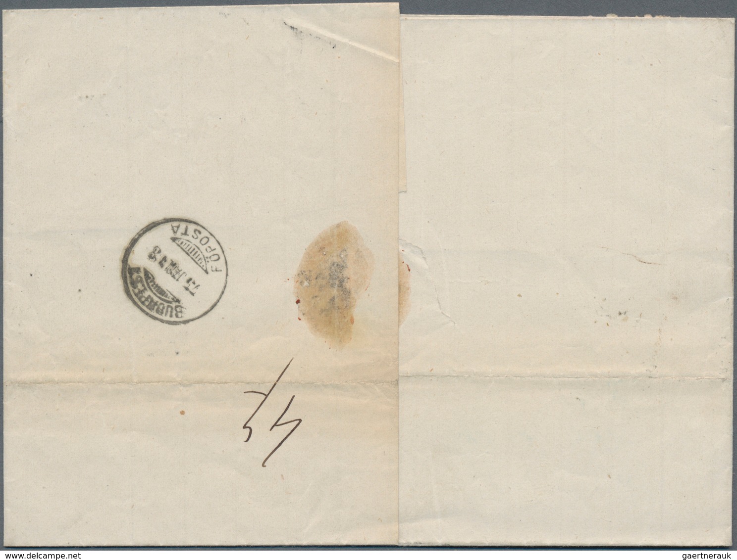 Ungarn: 1875, 15 K Brown Single Franking With Very Rare Circle Cancel "DUNA-PENTELE" On Folded Lette - Andere & Zonder Classificatie