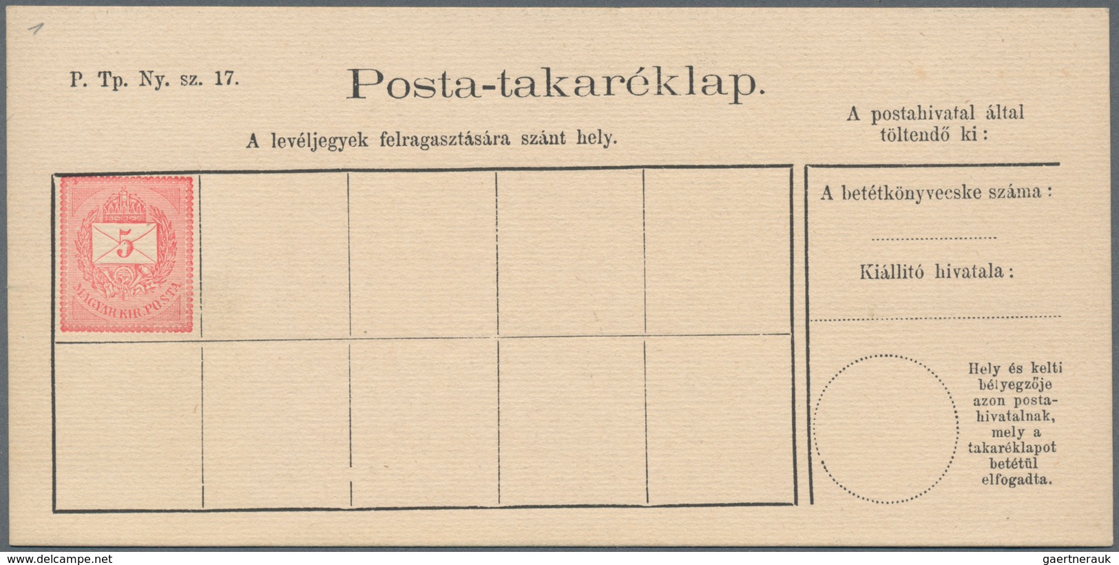 Ungarn - Ganzsachen: 1886/1916, 7 Different Postal Stationery Post Savings Cards 5 F, 10 F Red, 10 F - Interi Postali