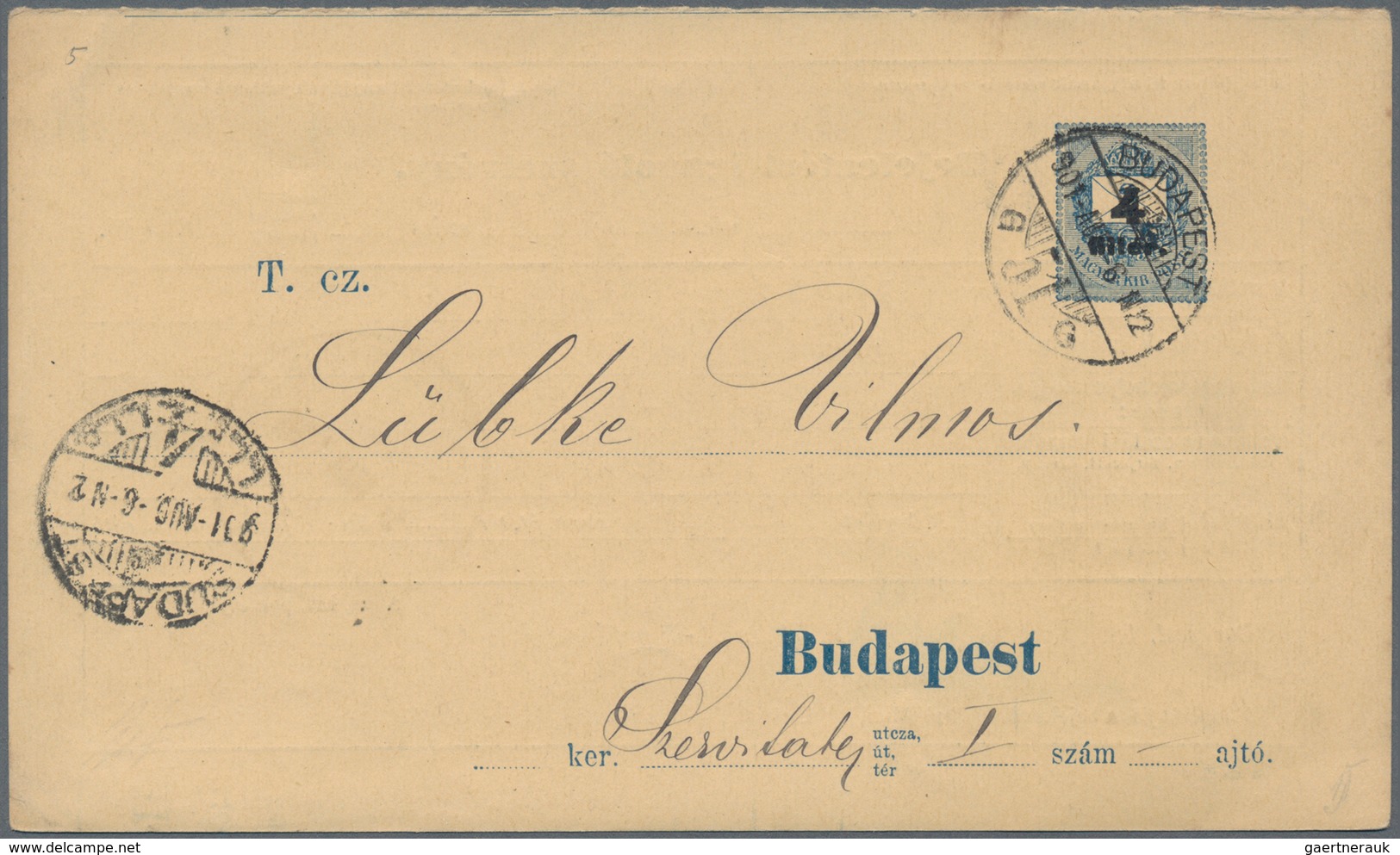 Ungarn - Ganzsachen: 1897/1910, Four Postal Stationery Address Change Response Cards In Budapest, Us - Postal Stationery